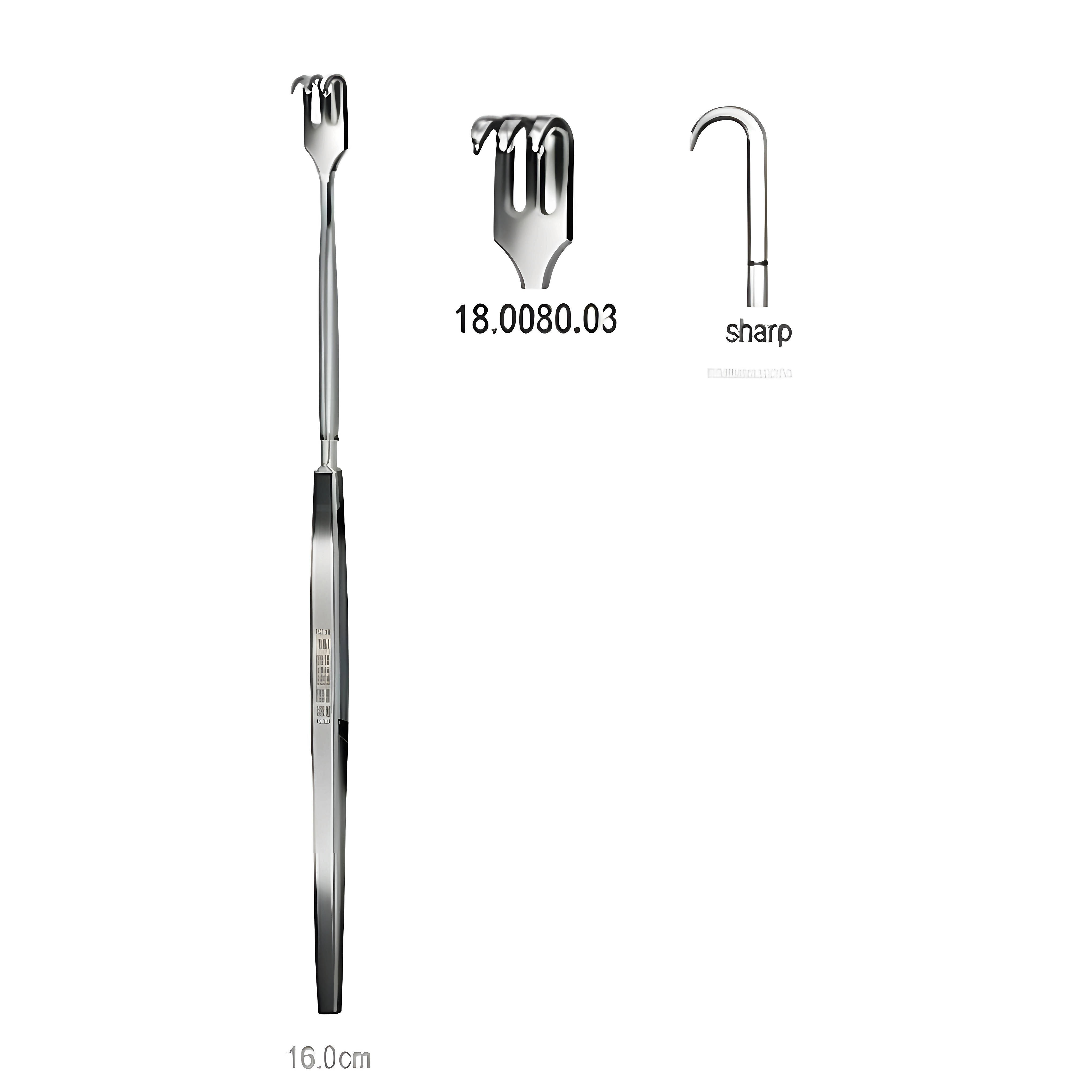 Hook Retractor sharp 3pr. 16cm