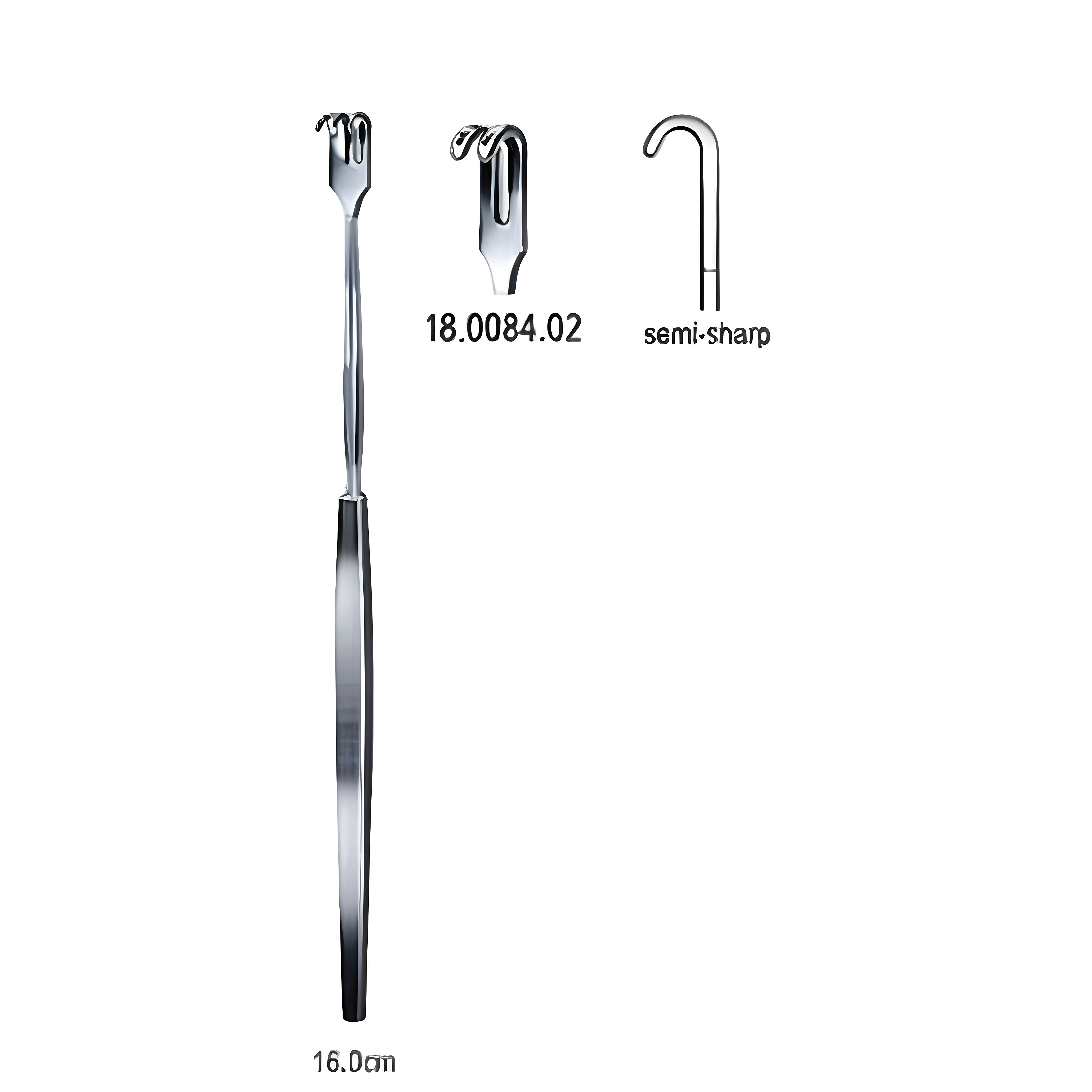 Hook Retractor semi sharp 2pr. 16cm