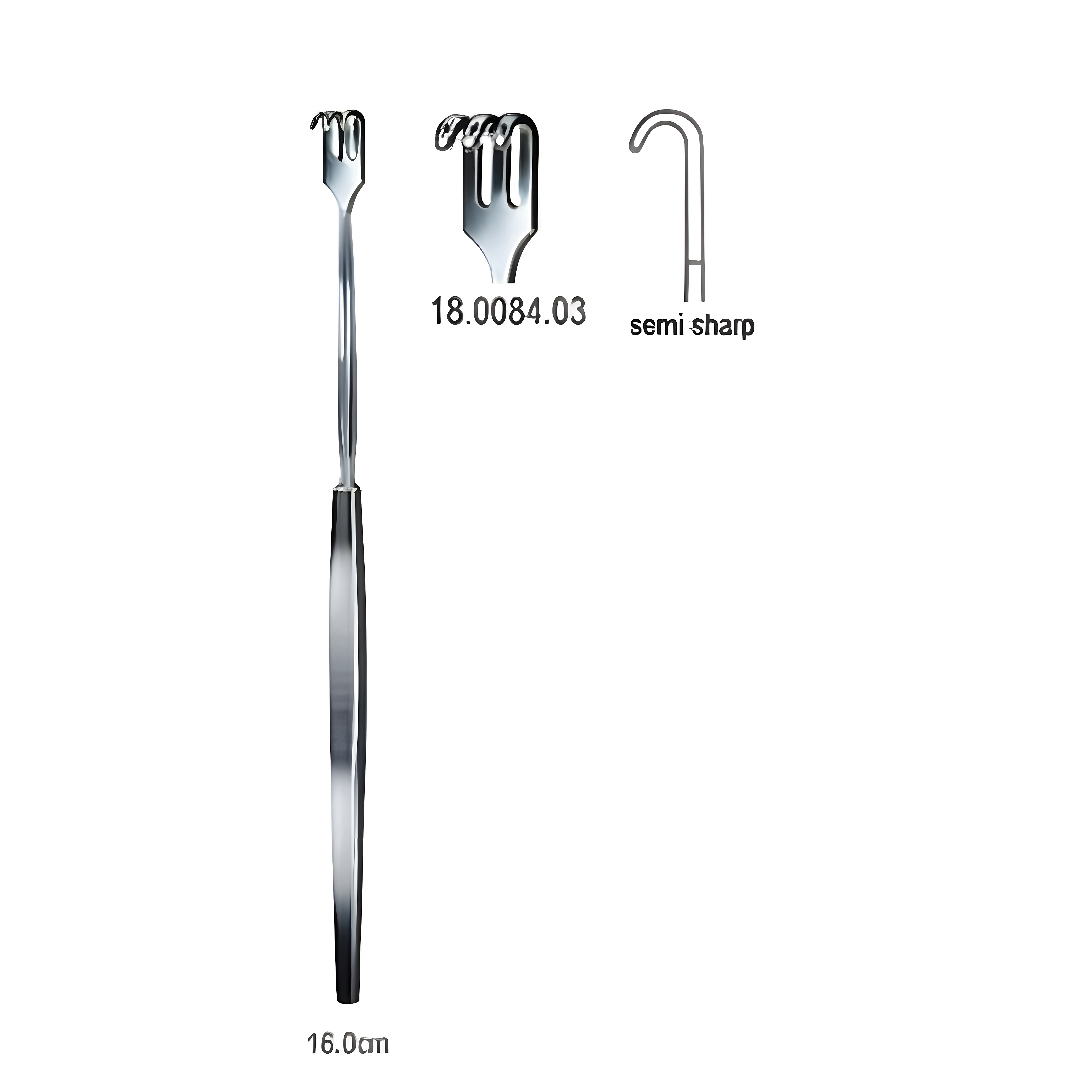 Hook Retractor semi sharp 3pr. 16cm