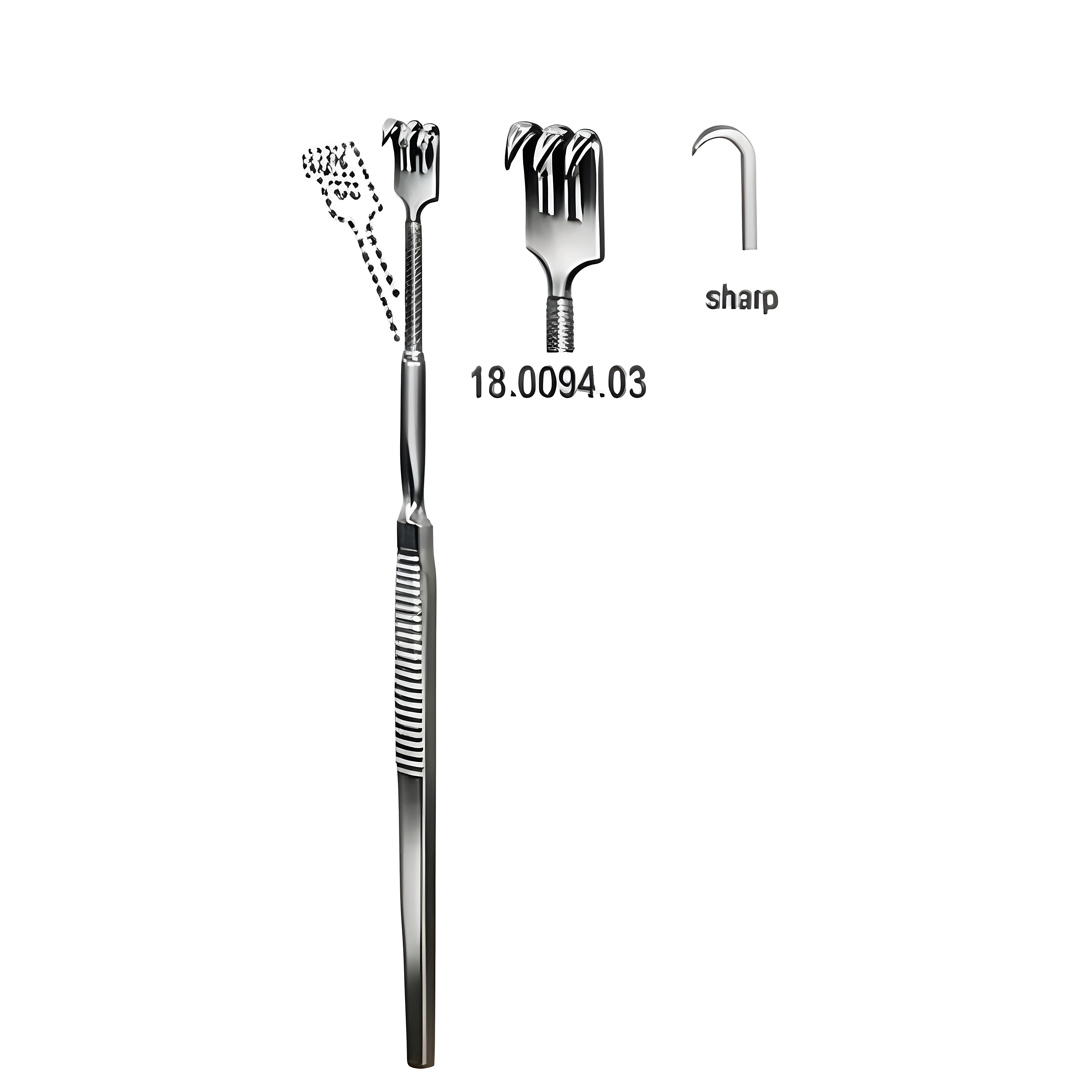 Retractor flexible sharp 3pr. 16cm