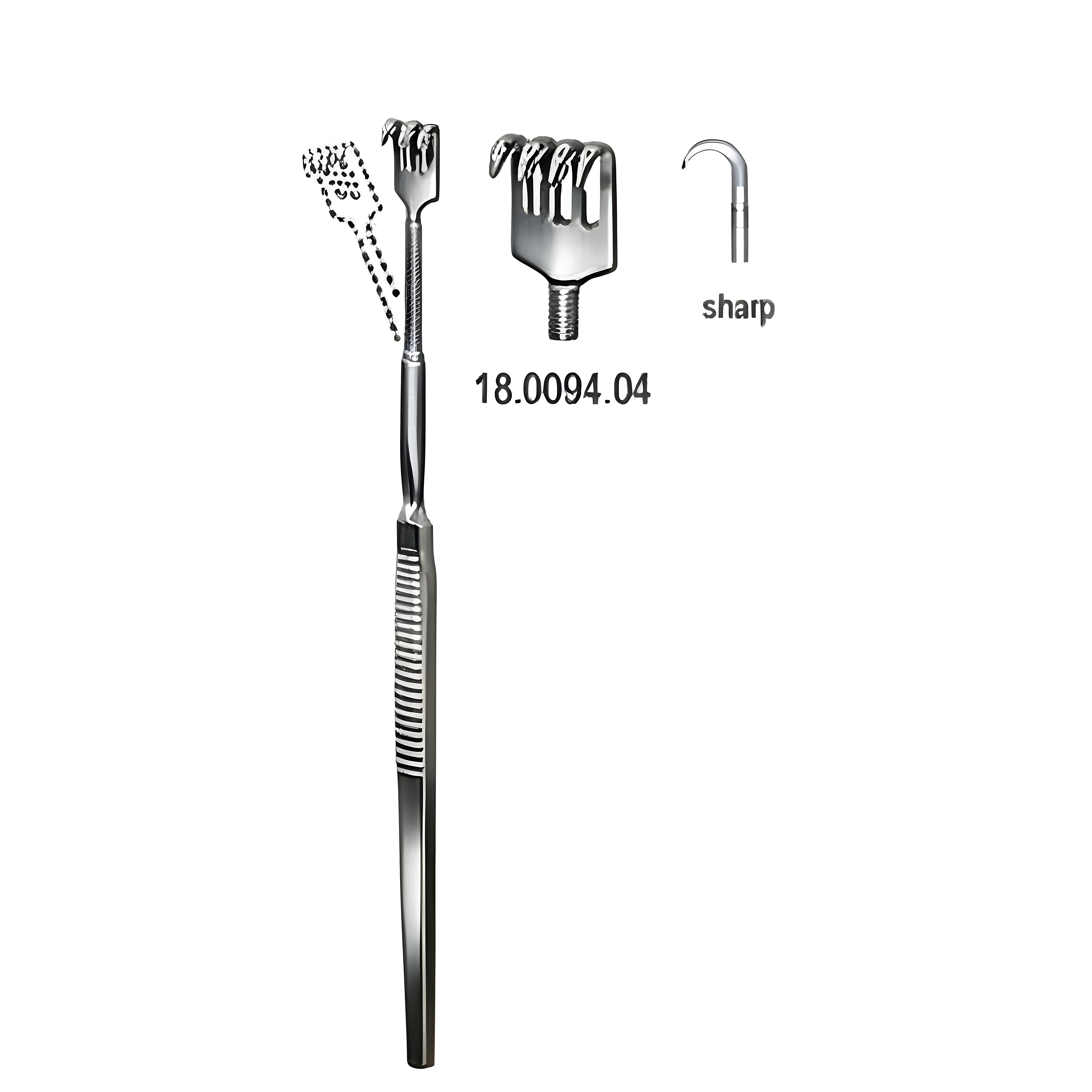 Retractor flexible sharp 4pr. 16cm