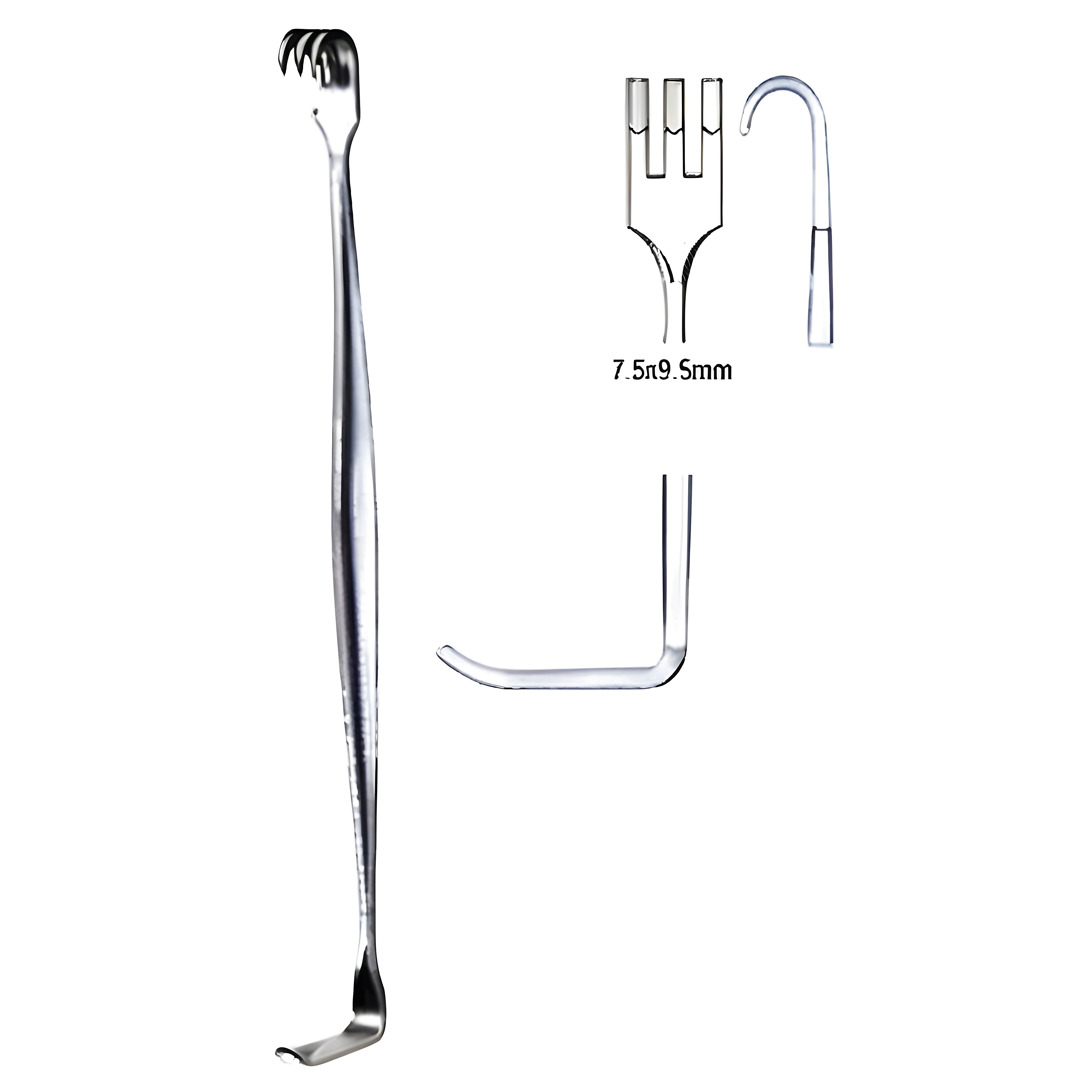 Mathieu Retractor D/E bl 3pr. 7.5x9.5mm, 16cm