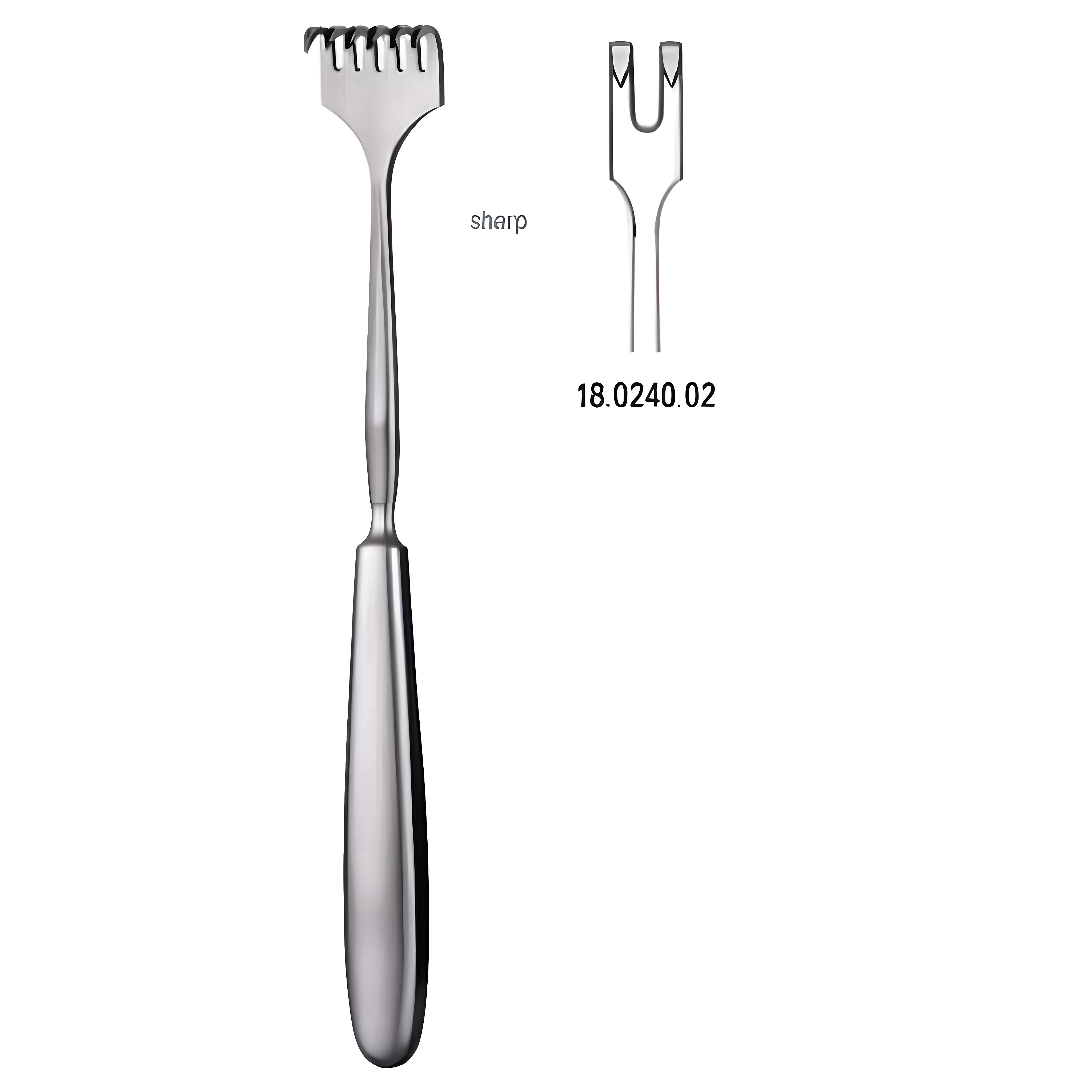 Volkmann Retractor 2.prong sharp 23cm