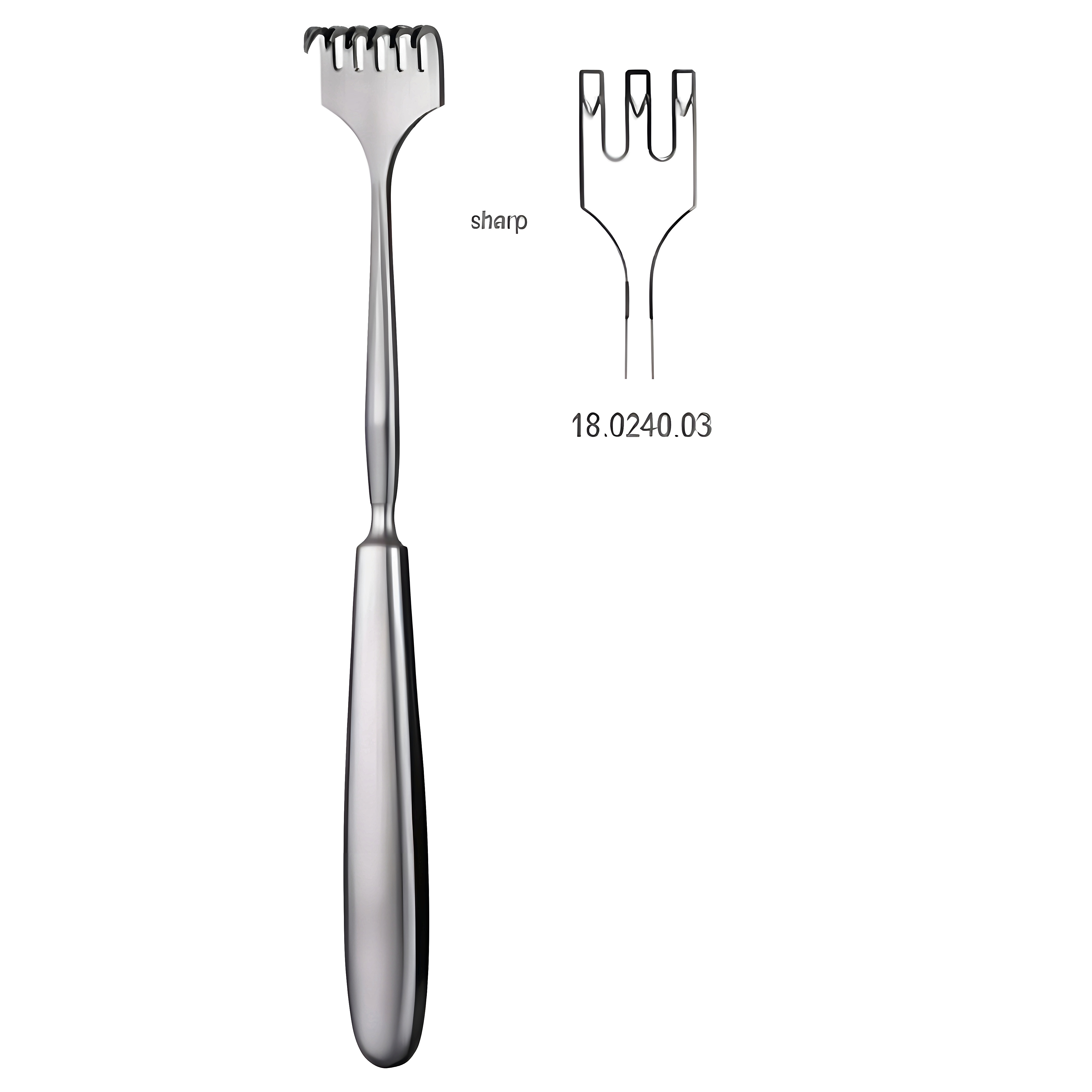 Volkmann Retractor 3.prong sharp 23cm