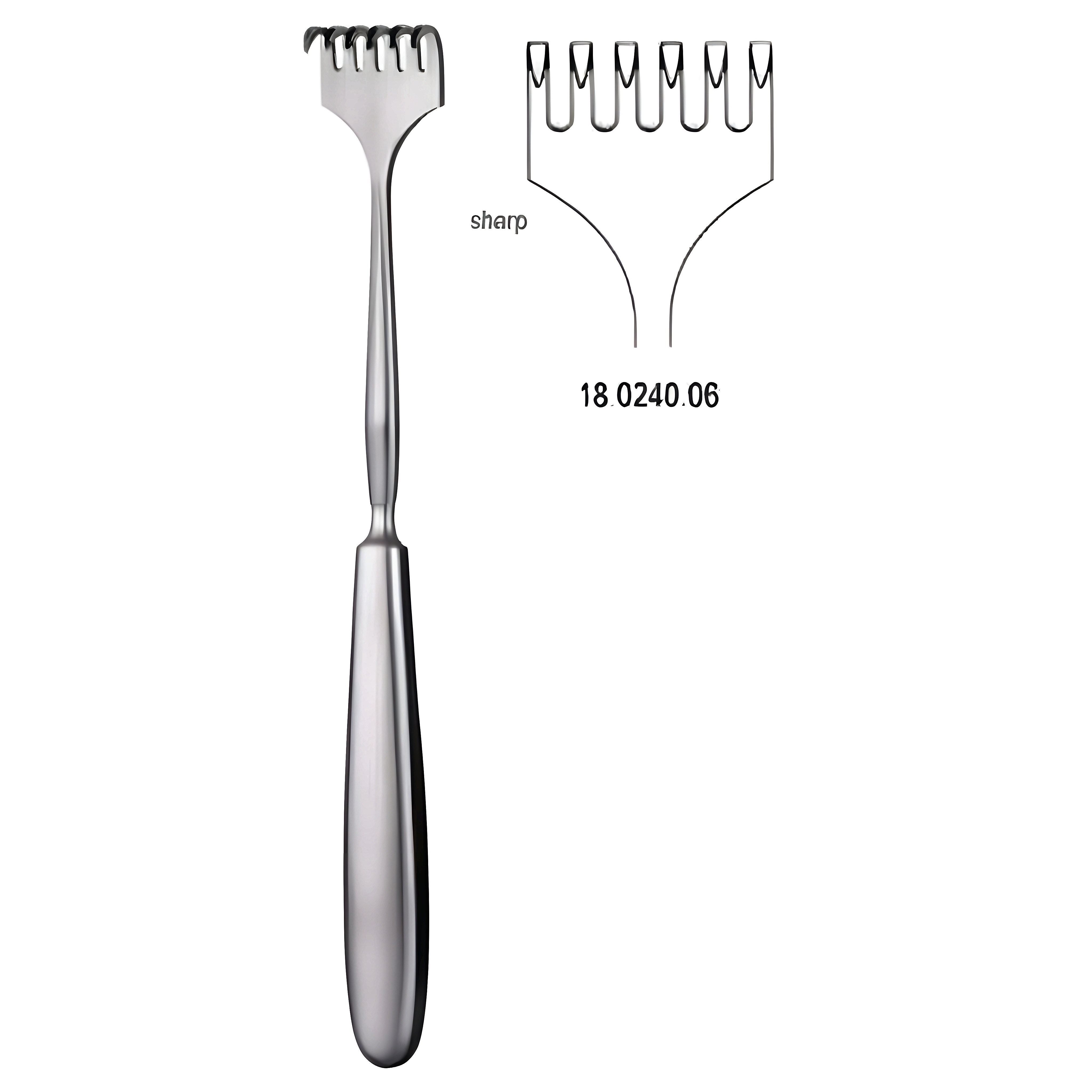 Volkmann Retractor 6 prong sharp 23cm
