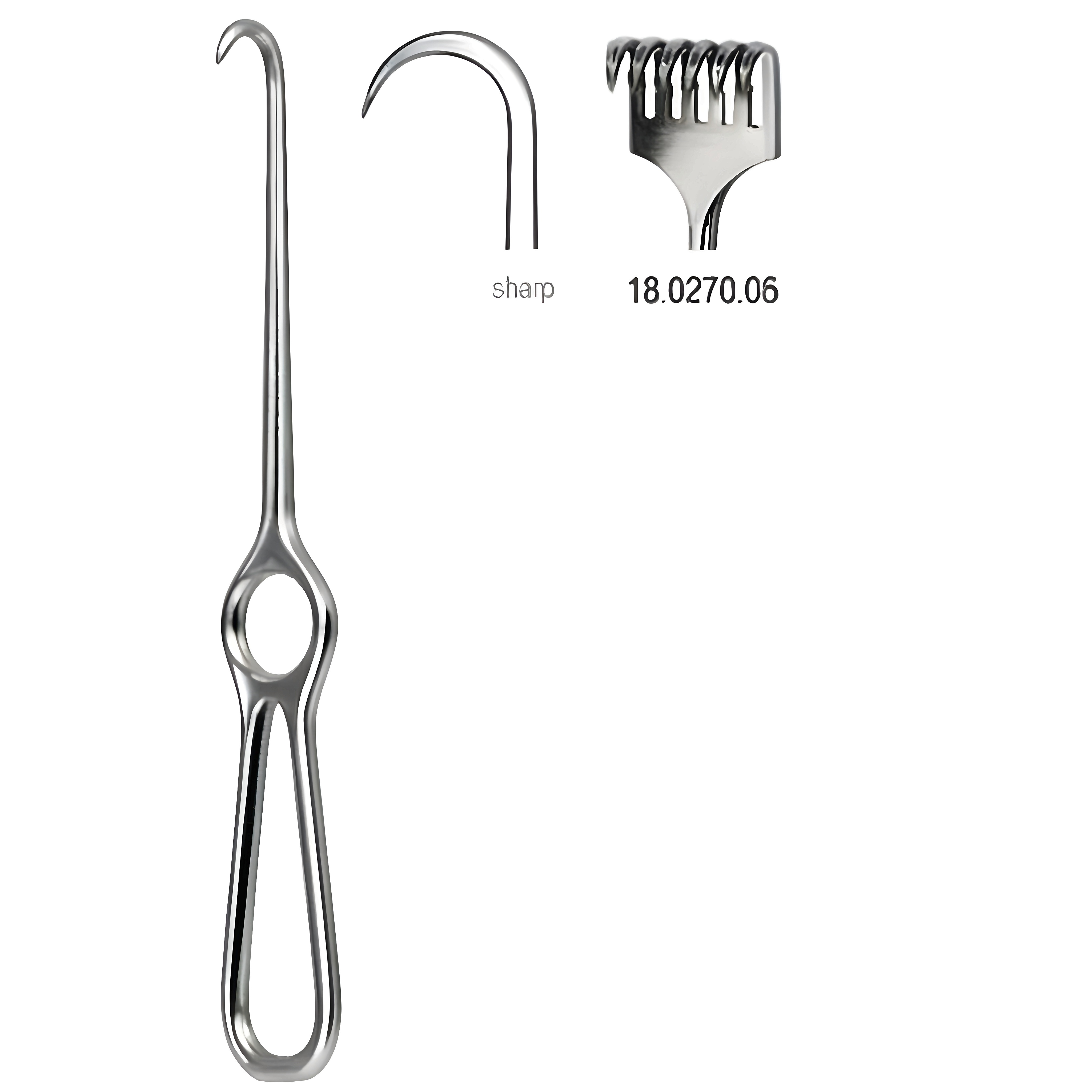 Kocher Retractor 6pr. sharp 22cm