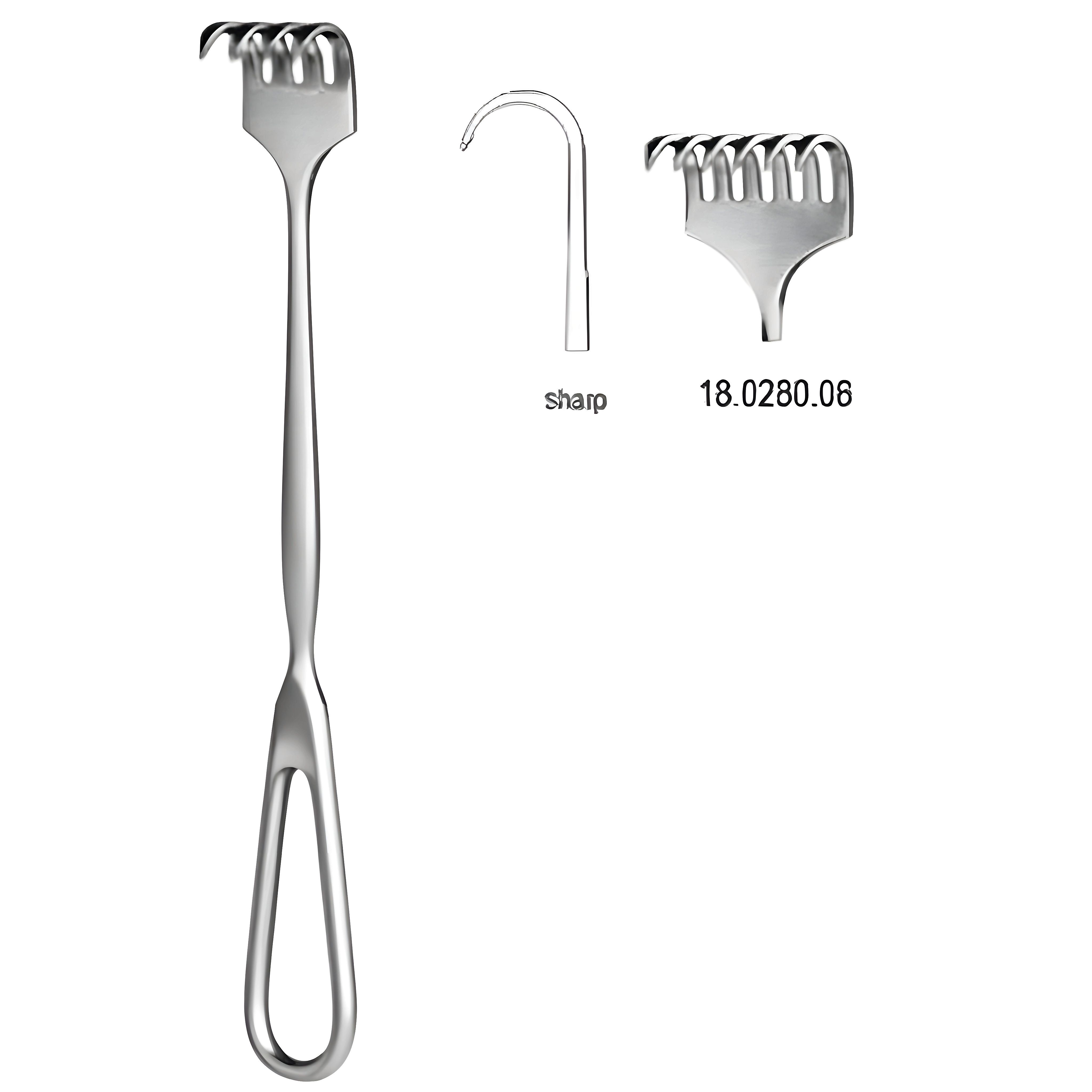 Volkmann Retractor 6pr. sharp 22cm