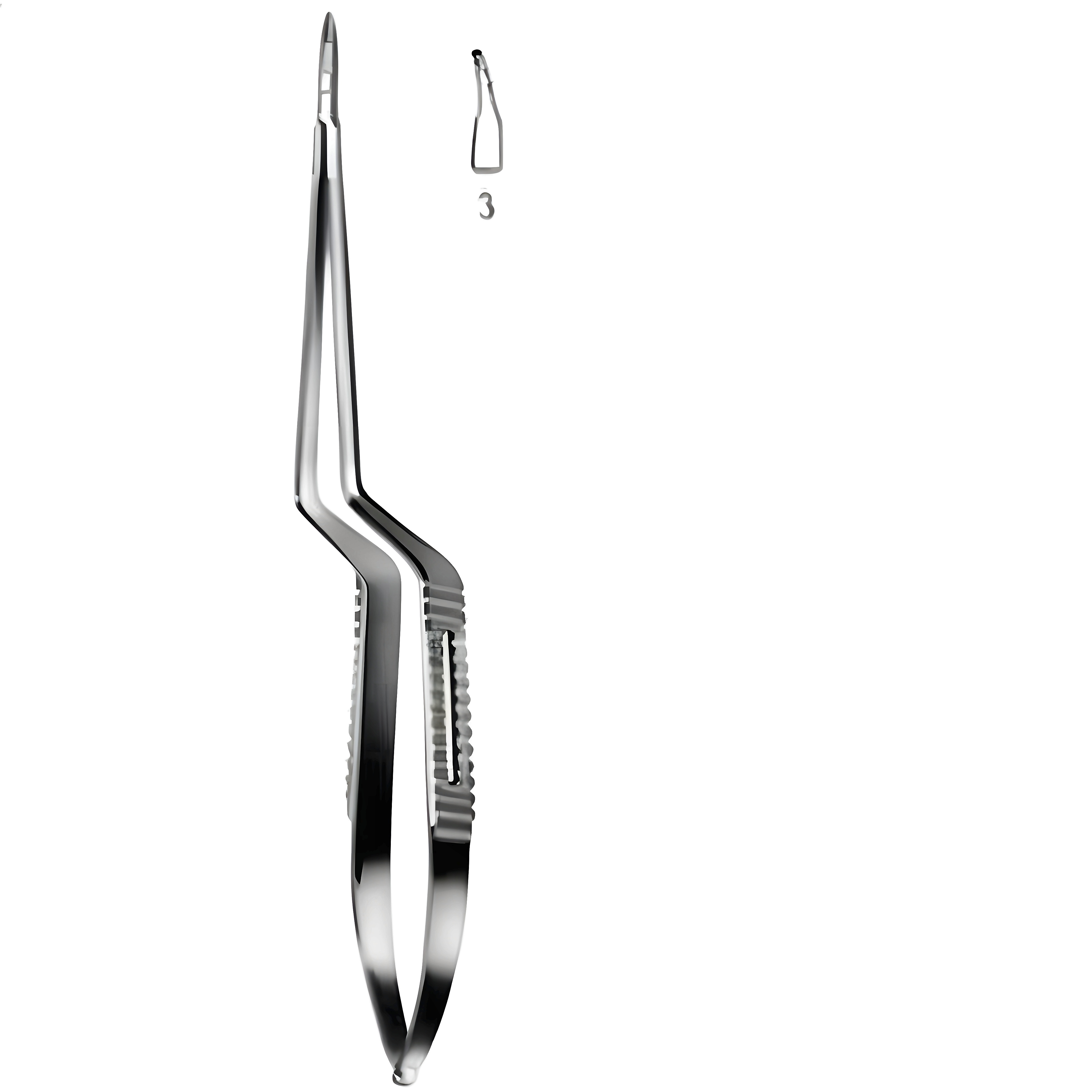 Micro Needle Holder cvd smooth bent shaft 19cm