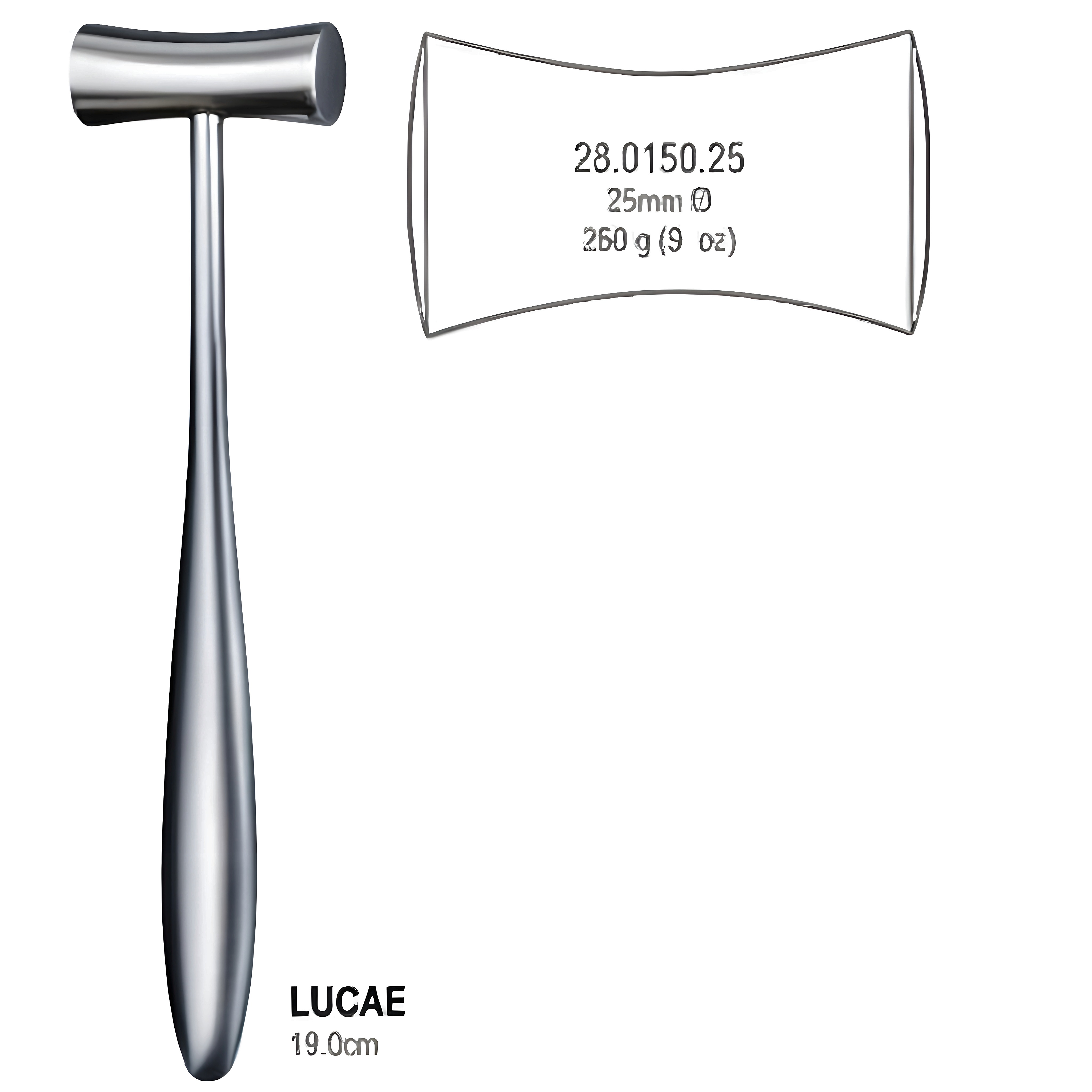 Lucae Hammer 25mm 260g=9 oz, 19cm