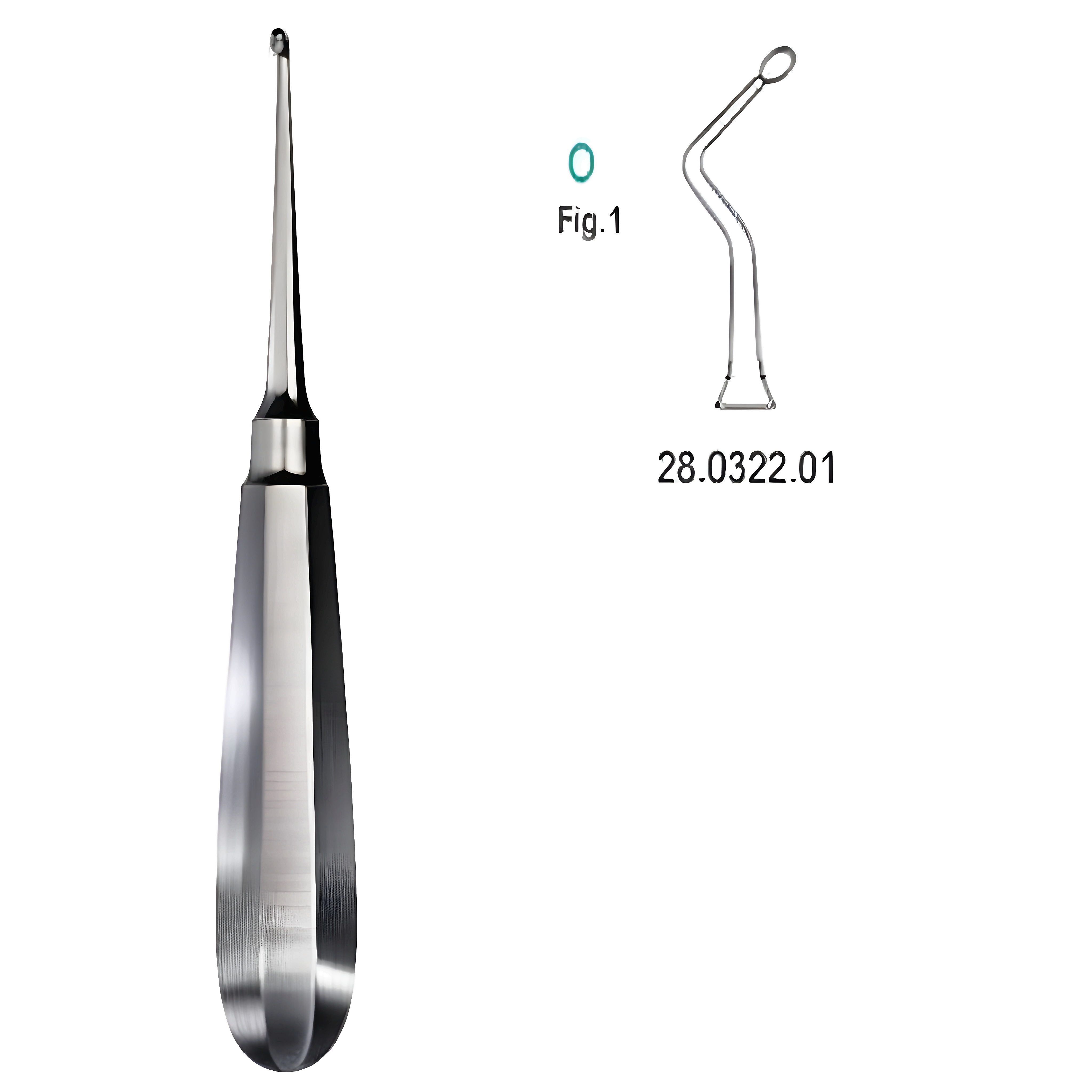 USA Model Bone Curette left 16cm Fig.1