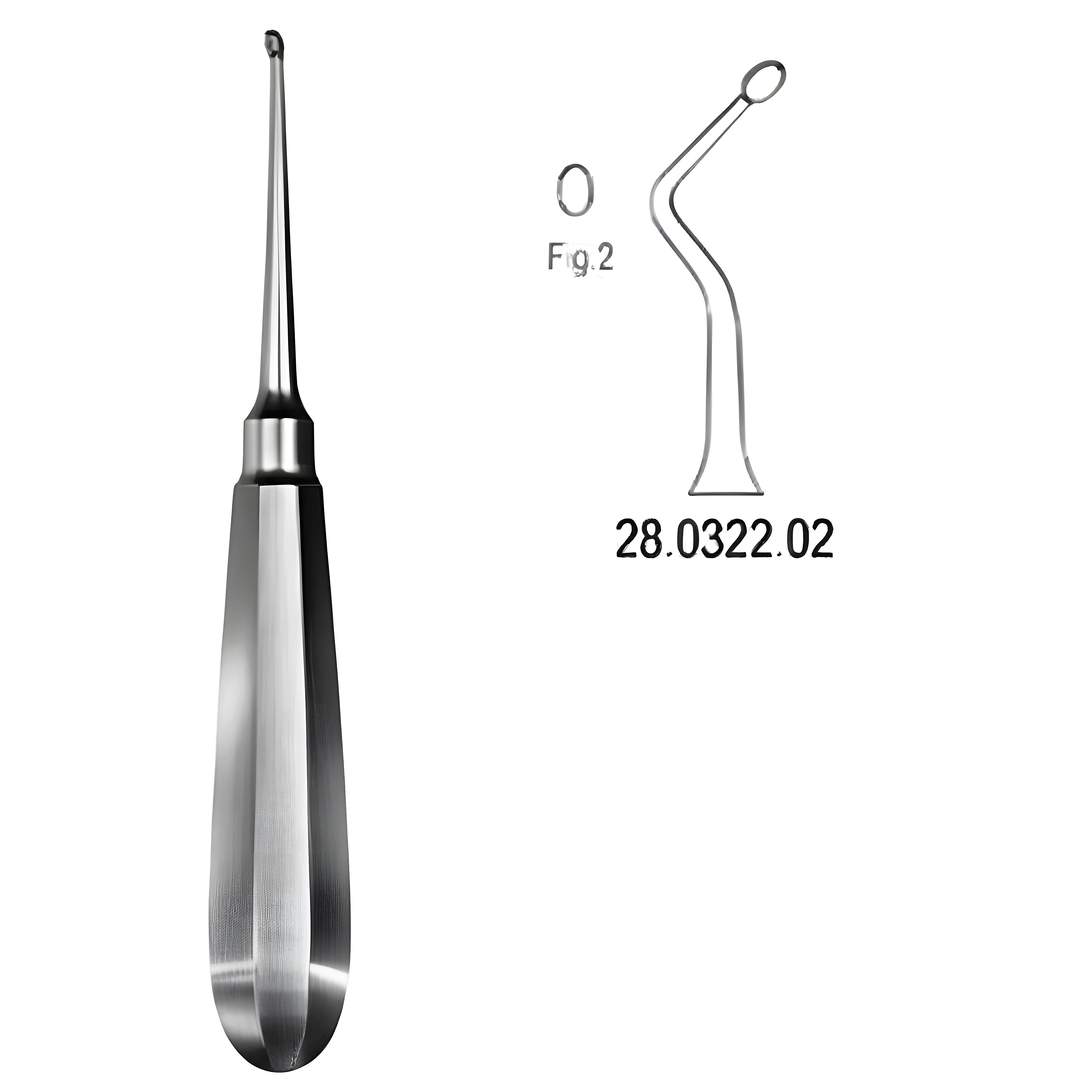 USA Model Bone Curette left 16cm Fig.2