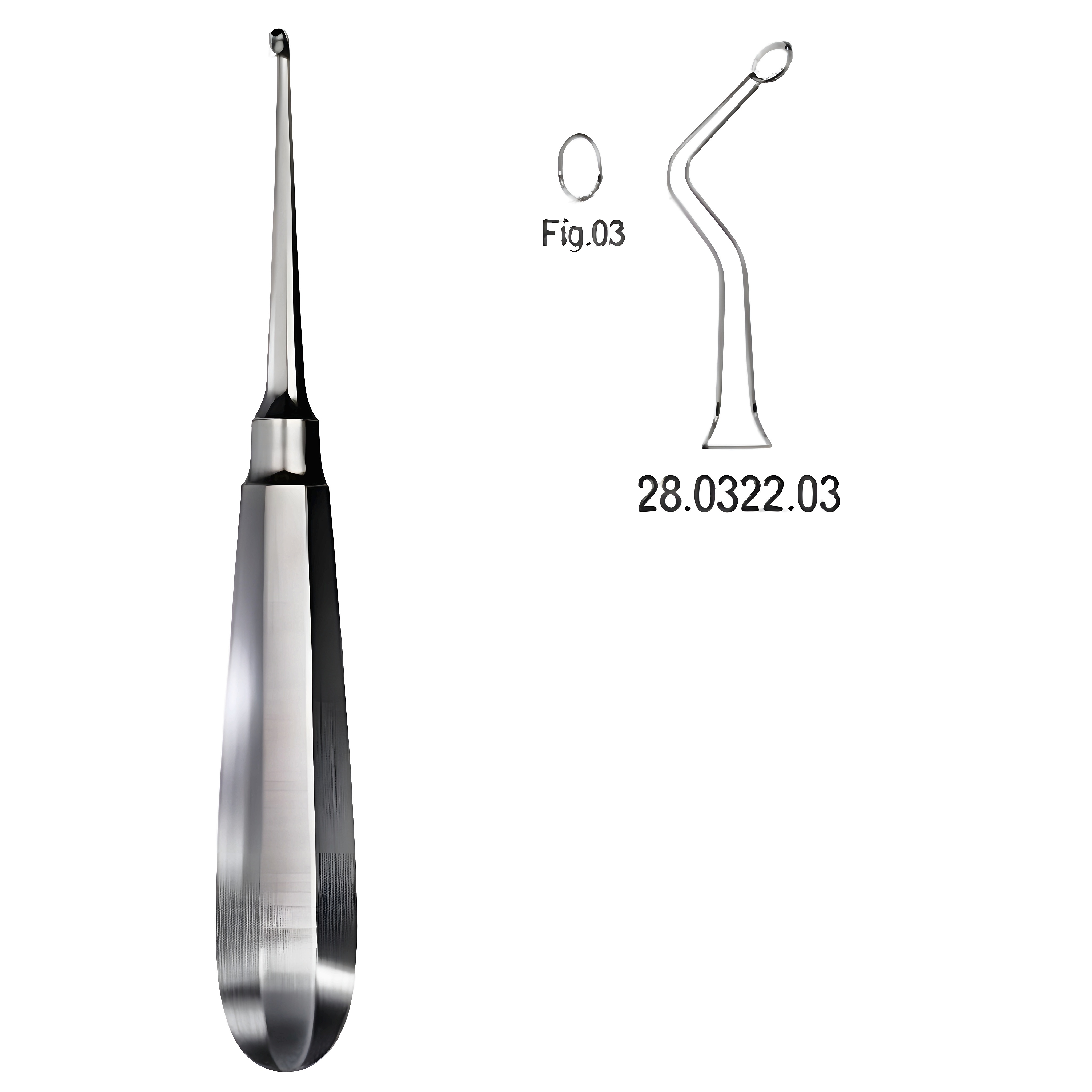 USA Model Bone Curette left 16cm Fig.3