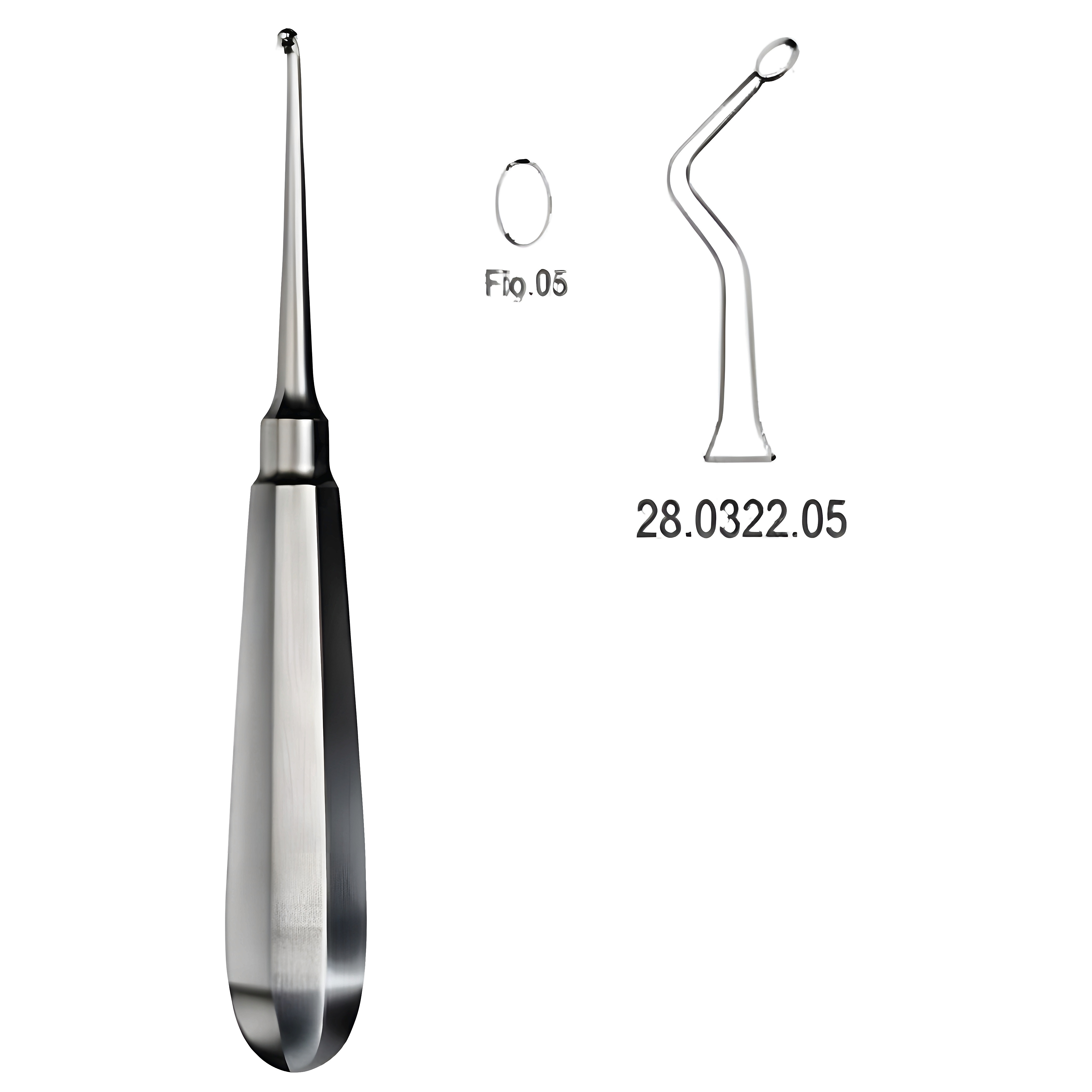 USA Model Bone Curette left 16cm Fig.5