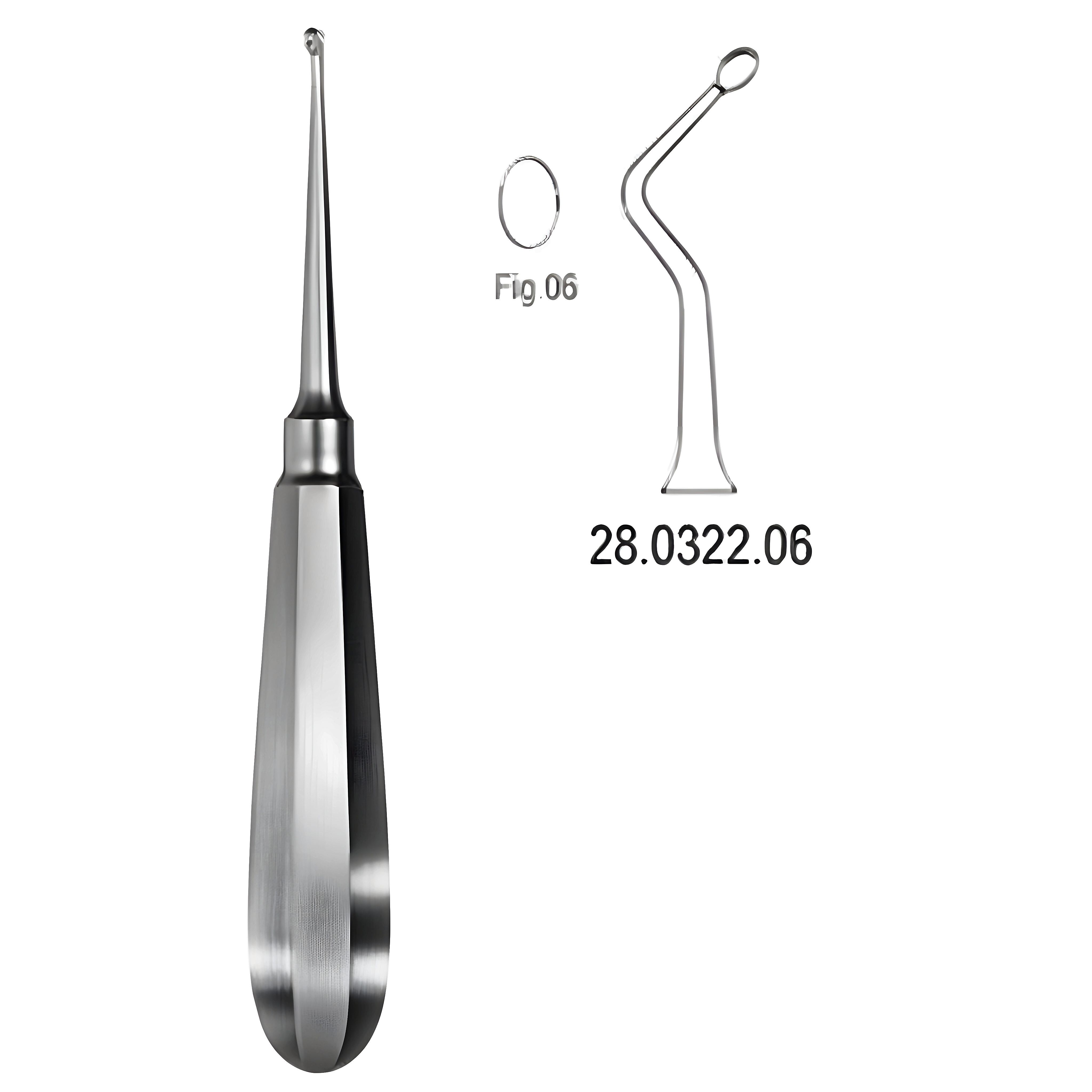 USA Model Bone Curette left 16cm Fig.6