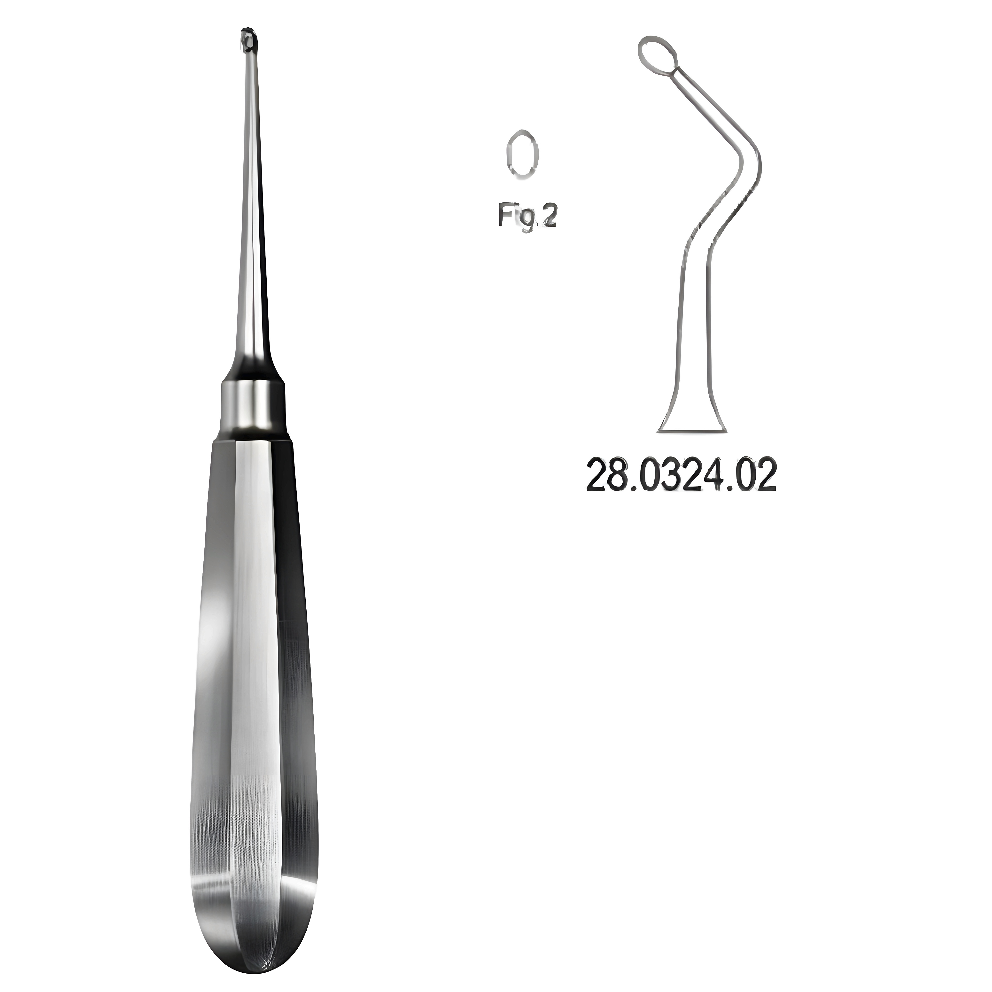 USA Model Bone Curette right 16cm Fig.2