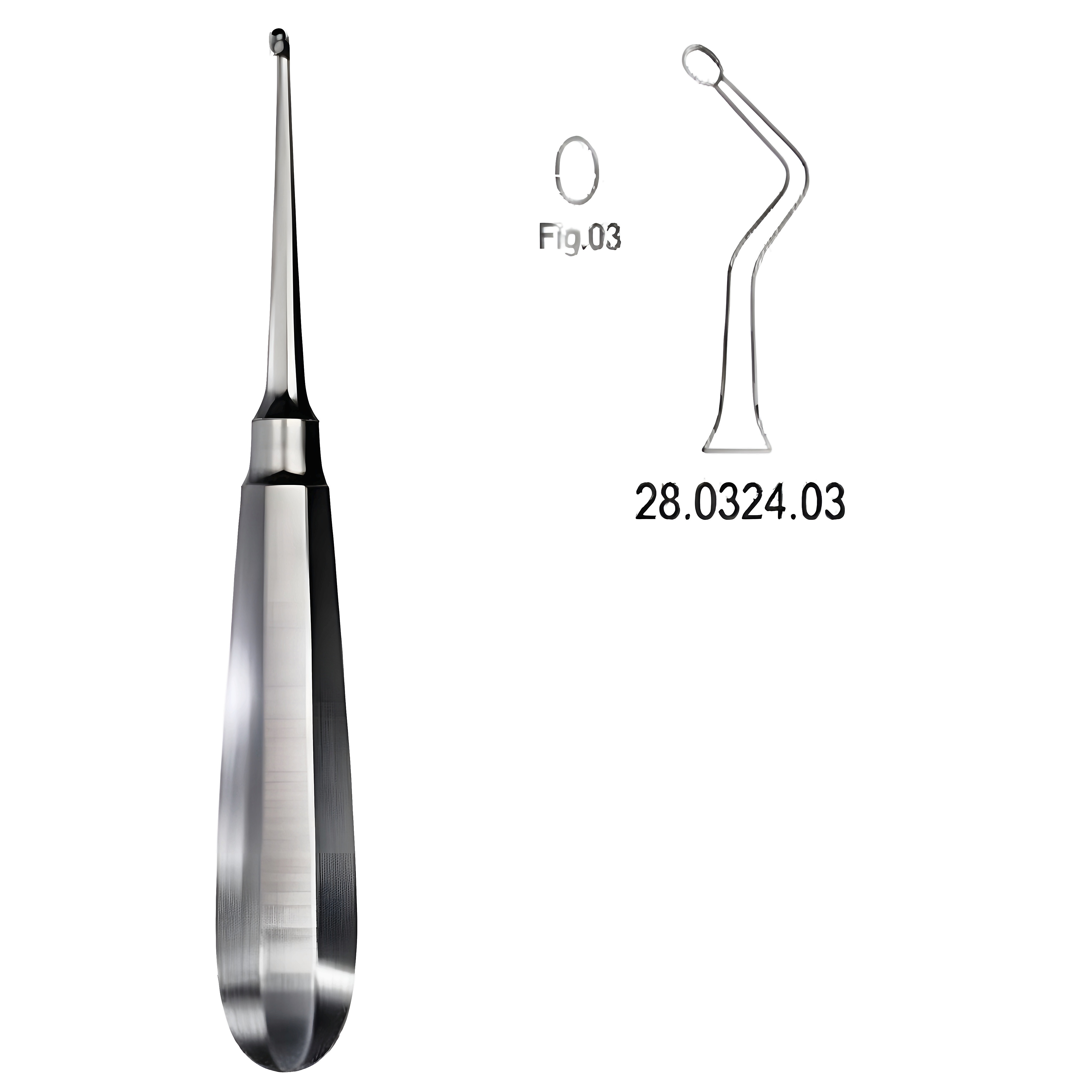 USA Model Bone Curette right 16cm Fig.3