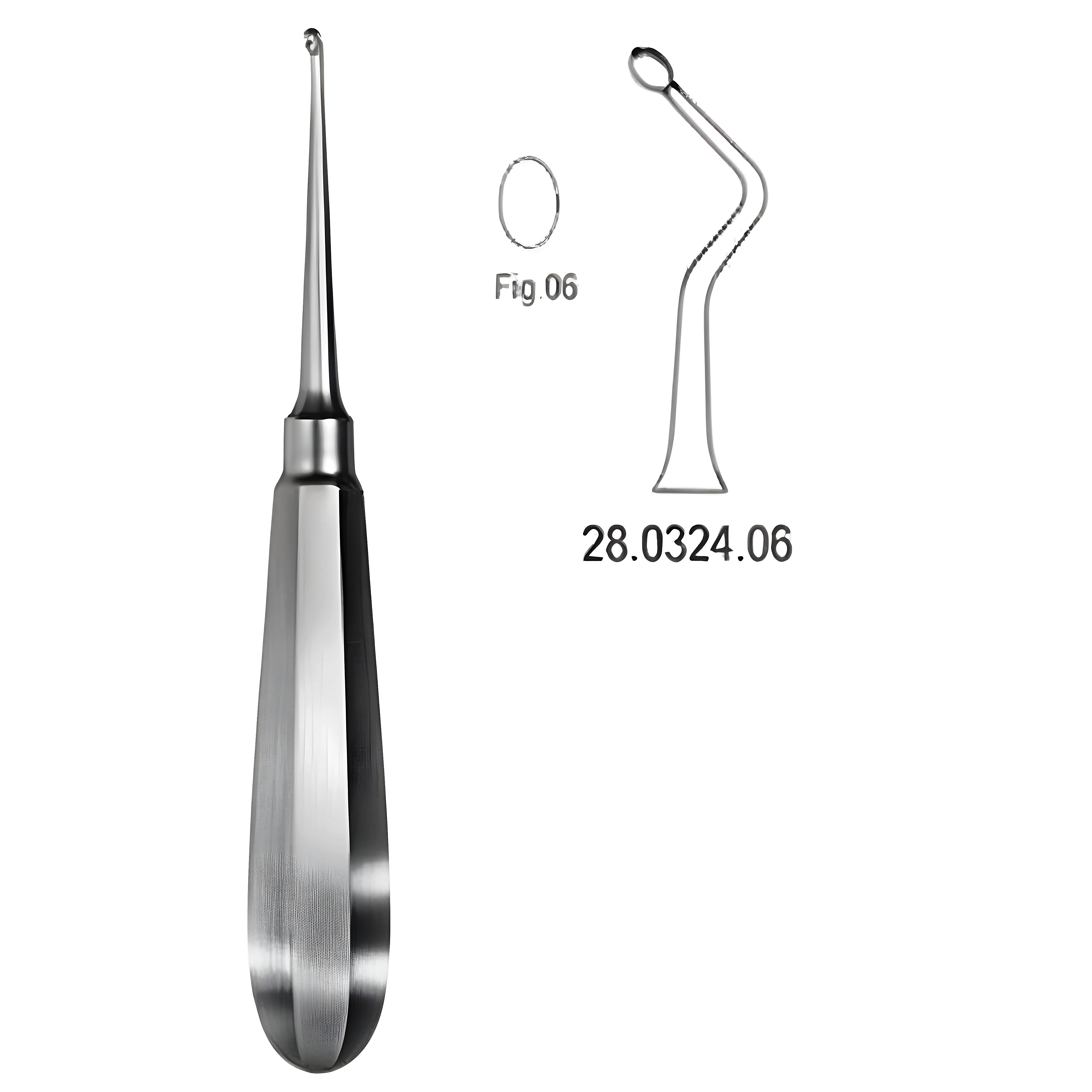 USA Model Bone Curette right 16cm Fig.6