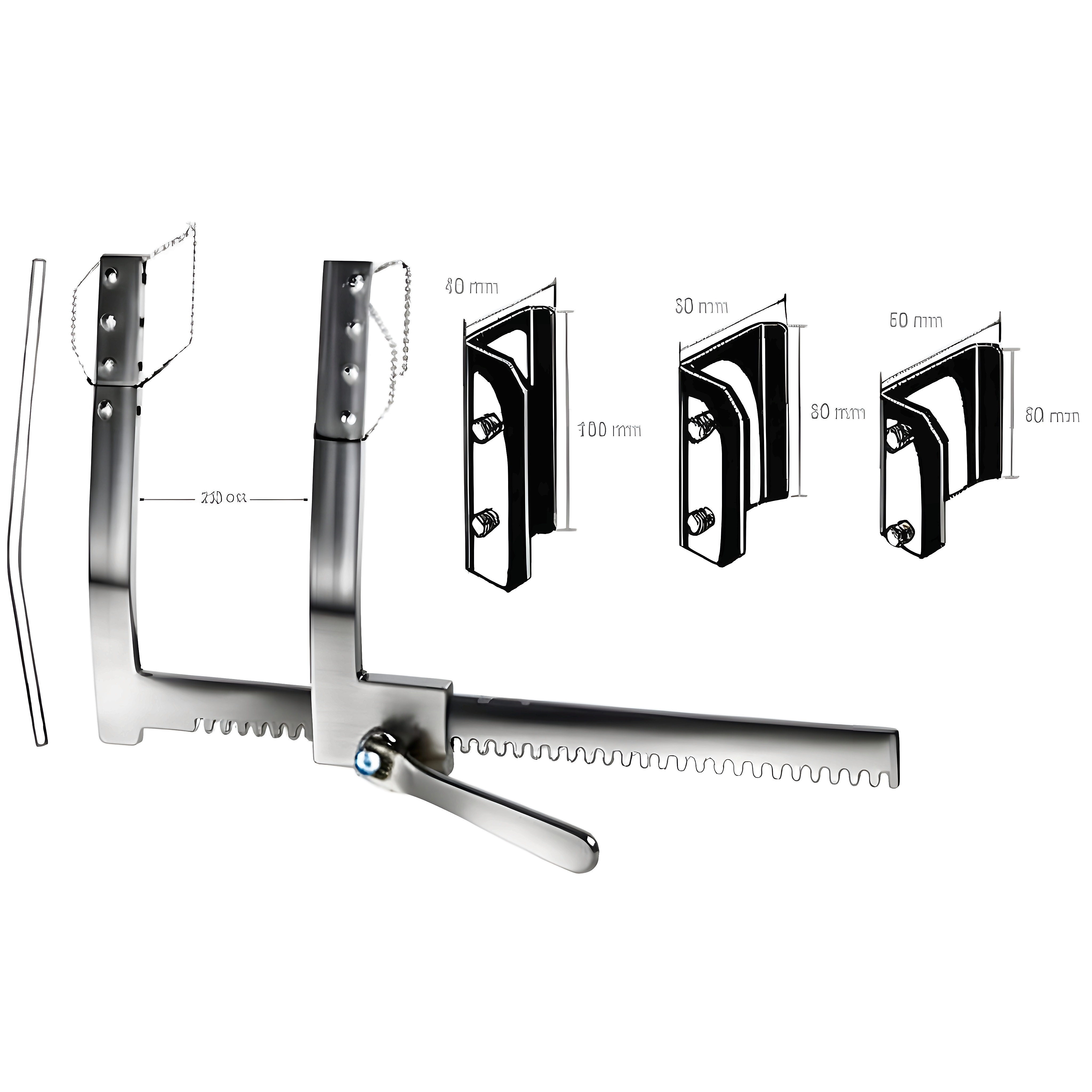 Finochietto Rib Spreader w/3 pair blades 25cm