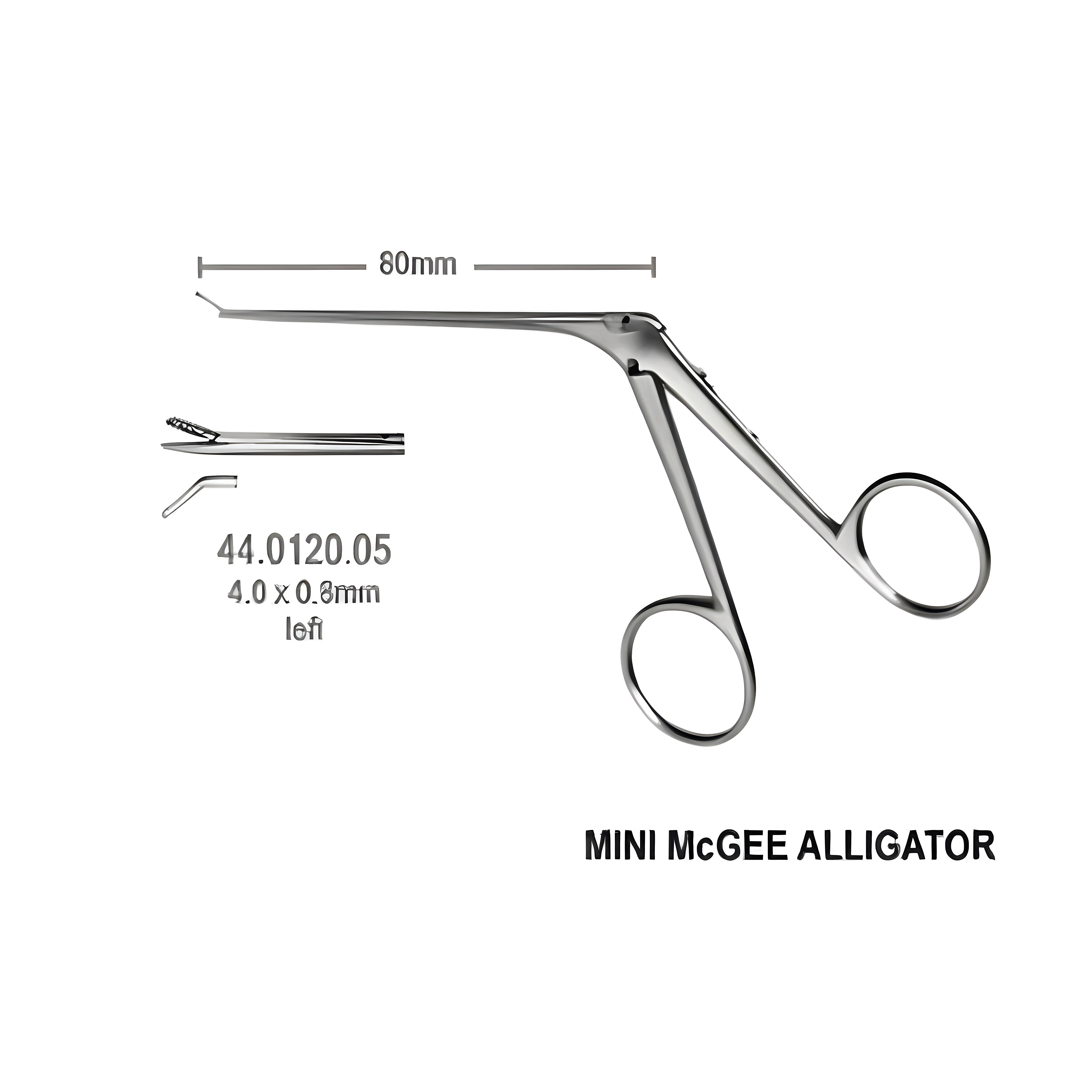 Alligator Micro Ear Fcps cvd to left 4mm, 8.5cm