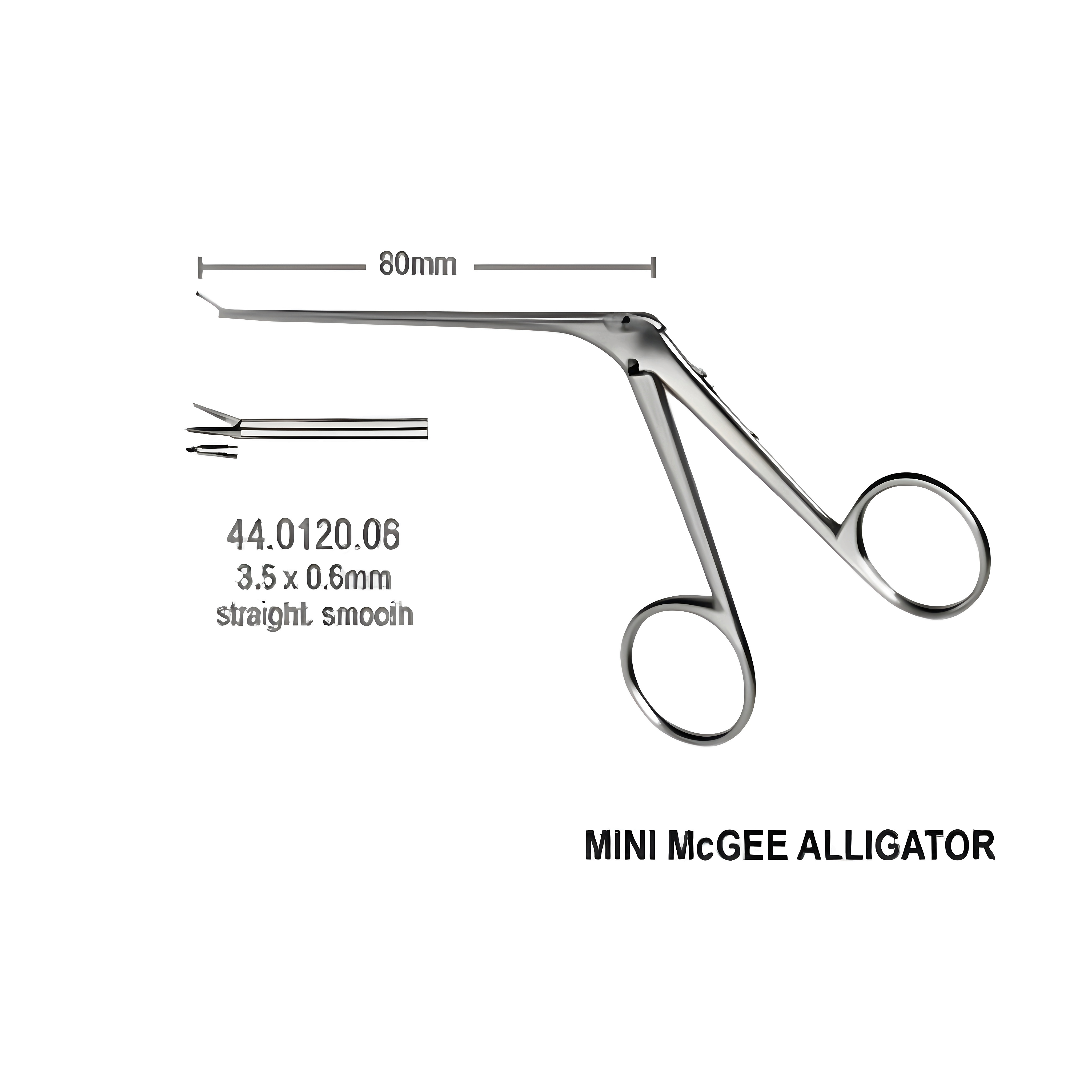 Mini McGee Alligator Ear Fcps smooth 3.5mm, 8.5cm