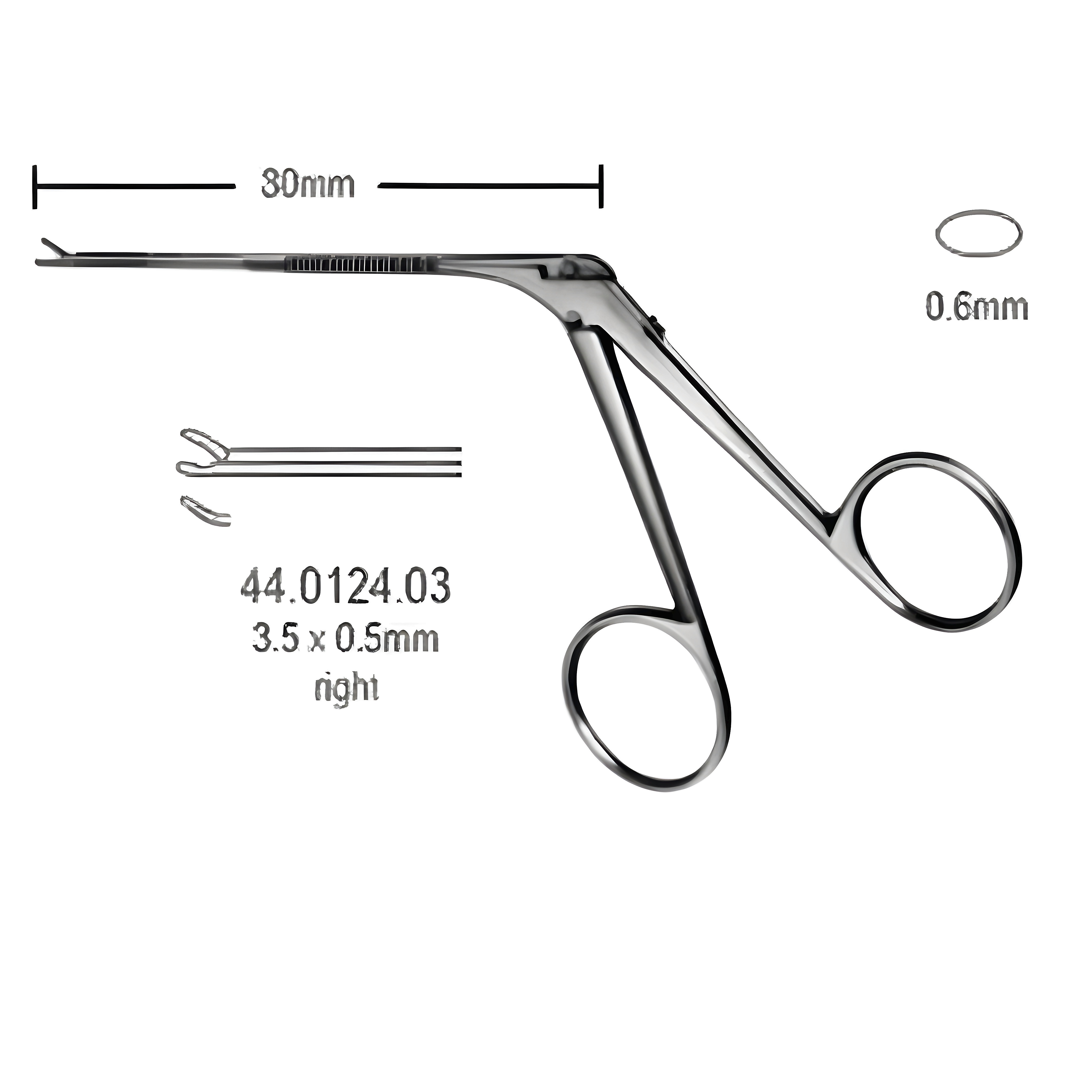 Micro cup shaped Fcps right 3.5x0.6mm, 8cm