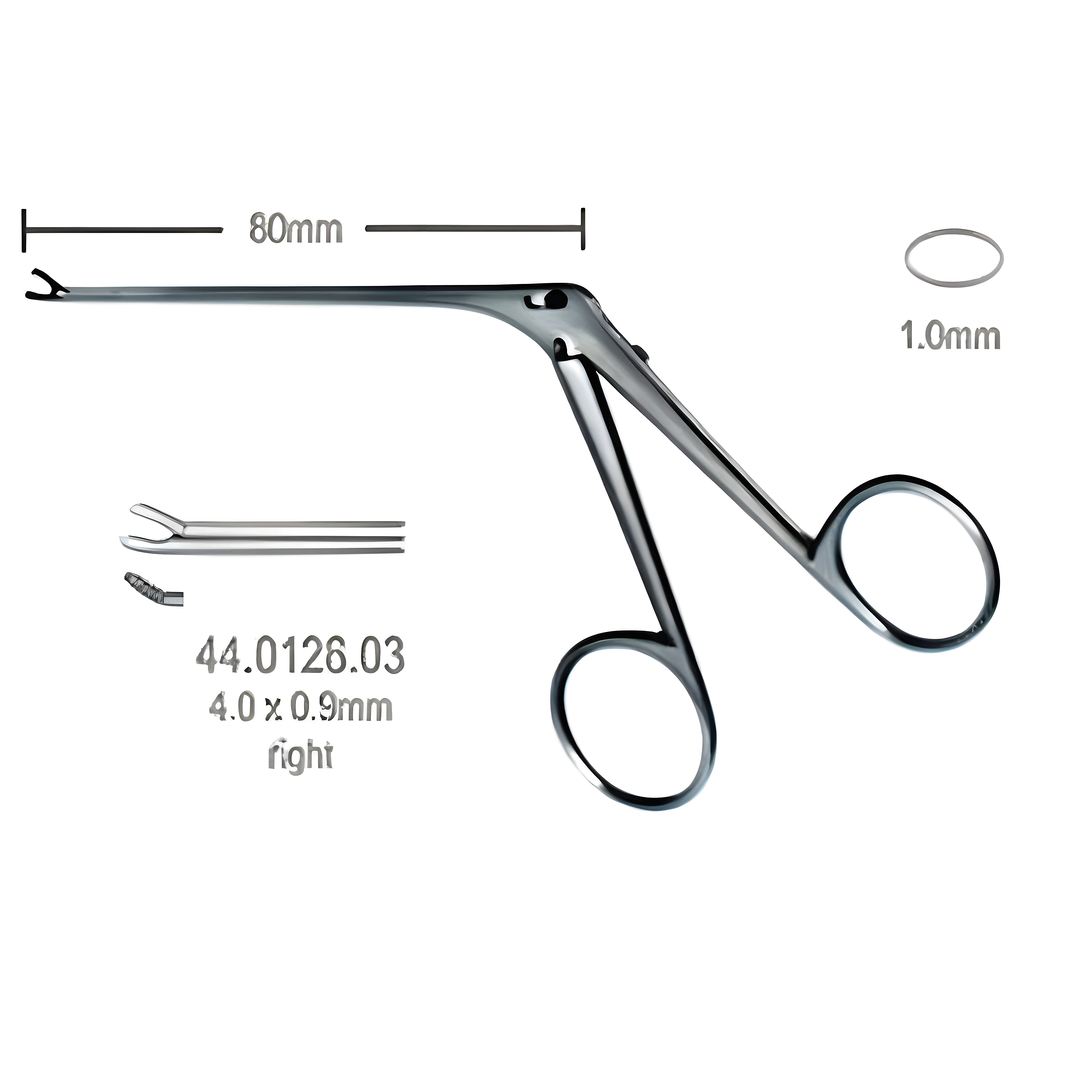 Micro cup shaped Fcps right 4.0x0.9mm, 8cm