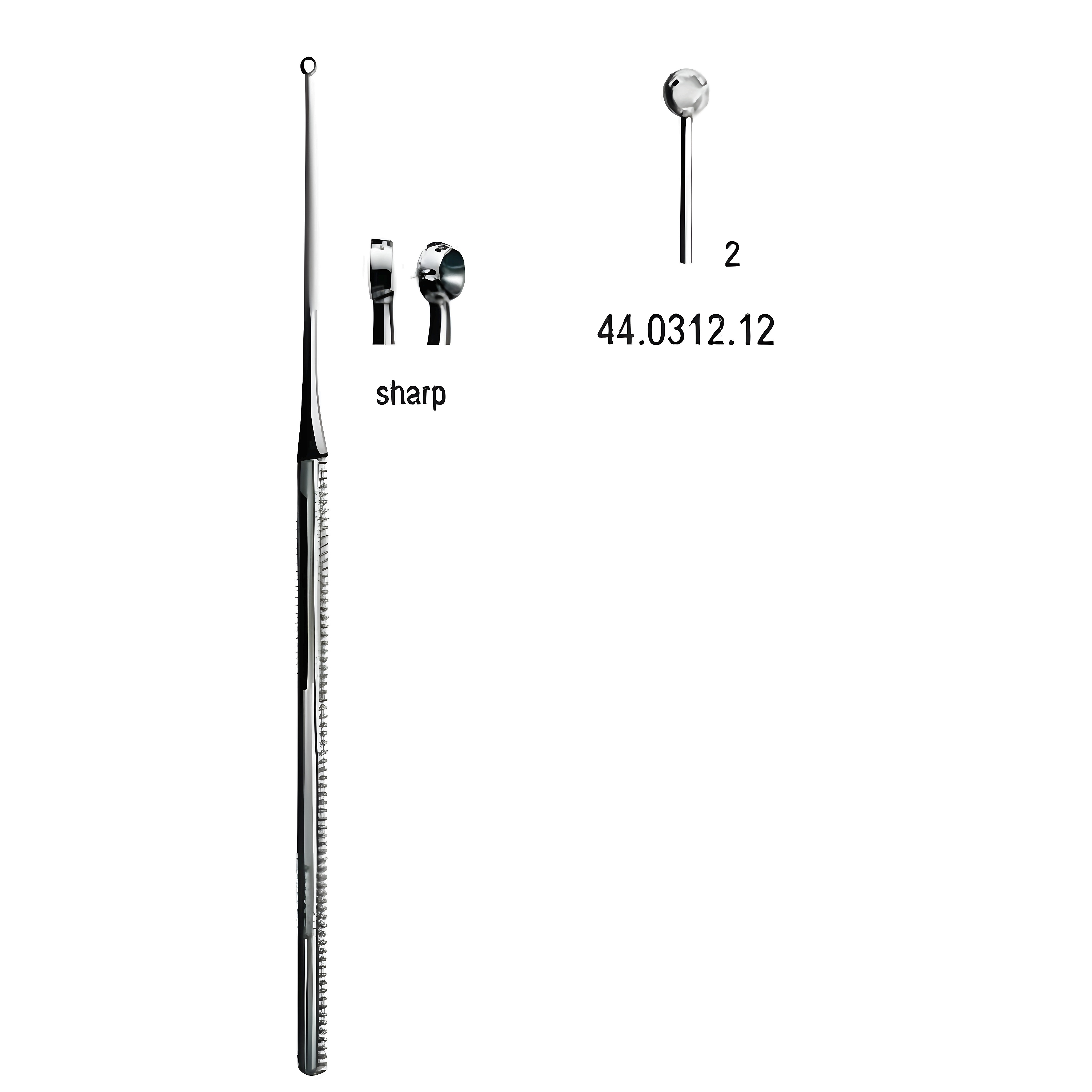 Buck Ear Curette str sharp, 2, 16.5cm
