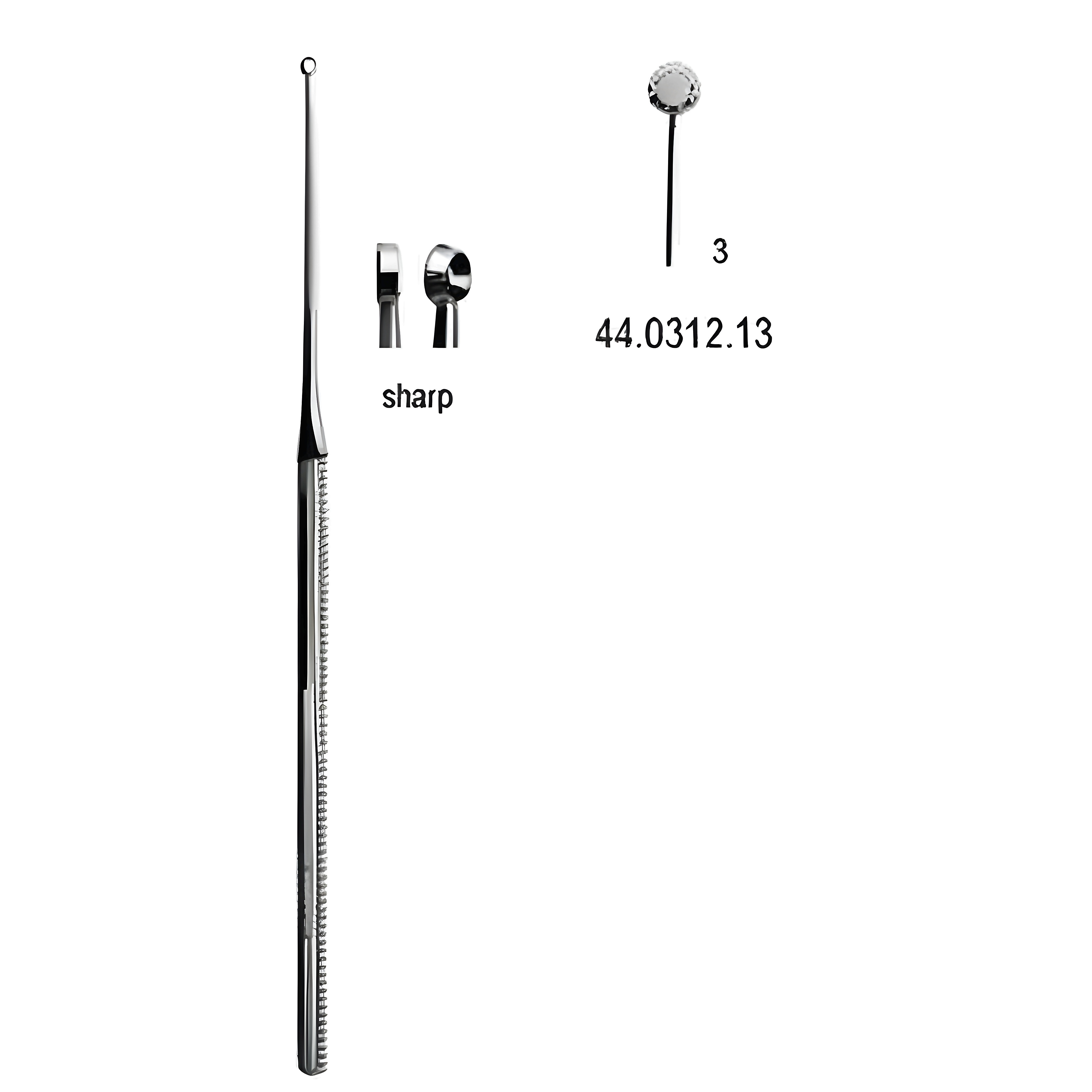 Buck Ear Curette str sharp, 3, 16.5cm