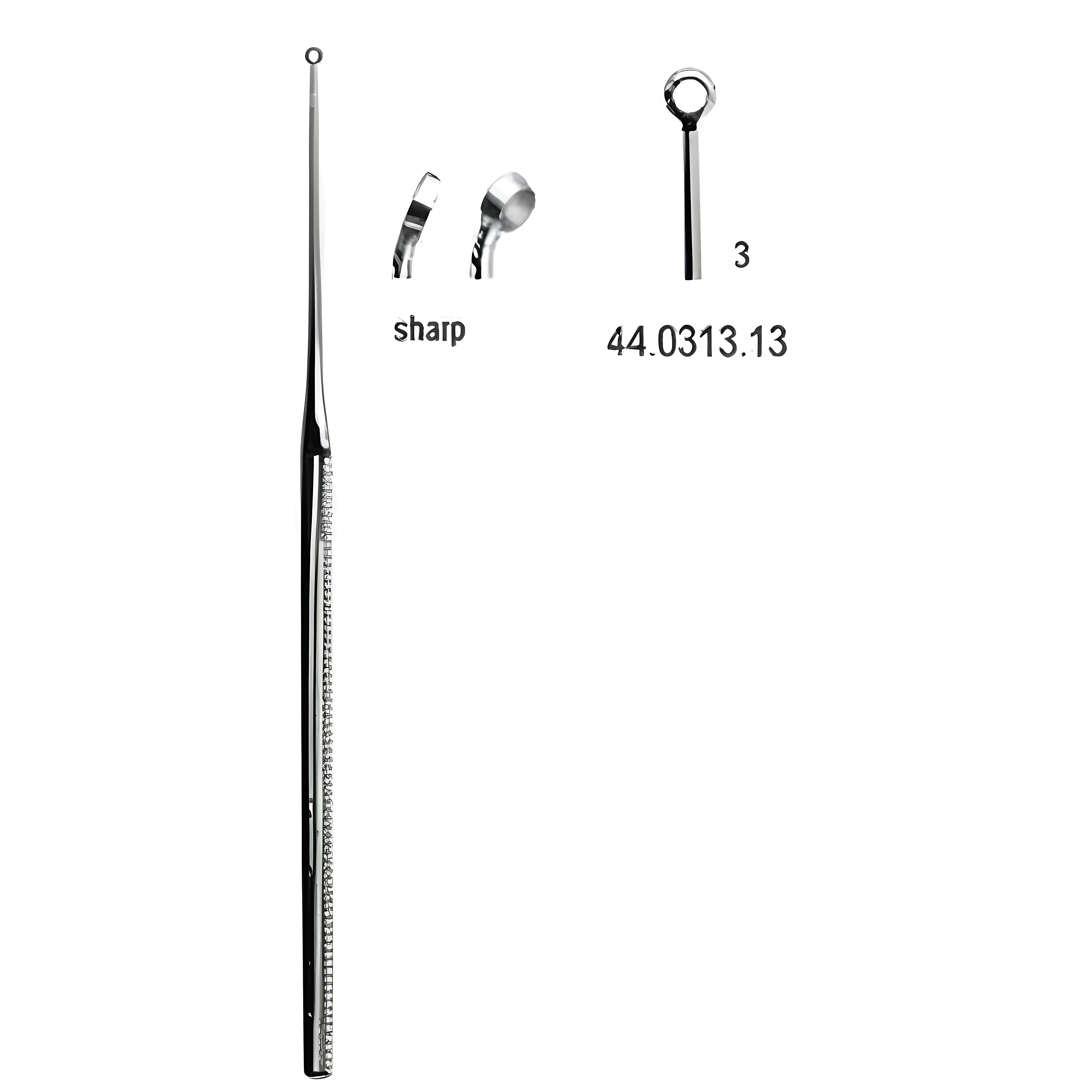 Buck Ear Curette cvd sharp, 3, 16.5cm