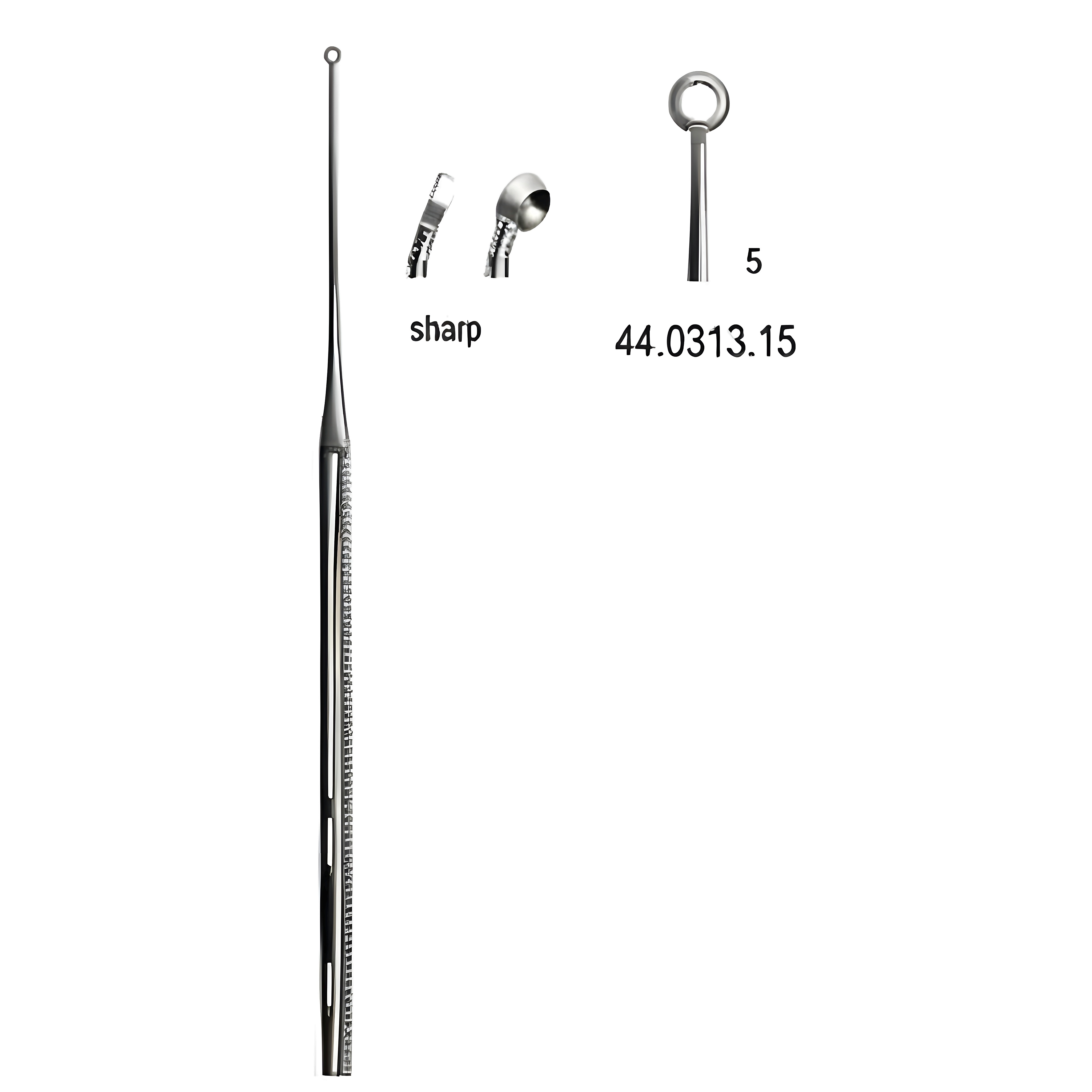 Buck Ear Curette cvd sharp, 5, 16.5cm