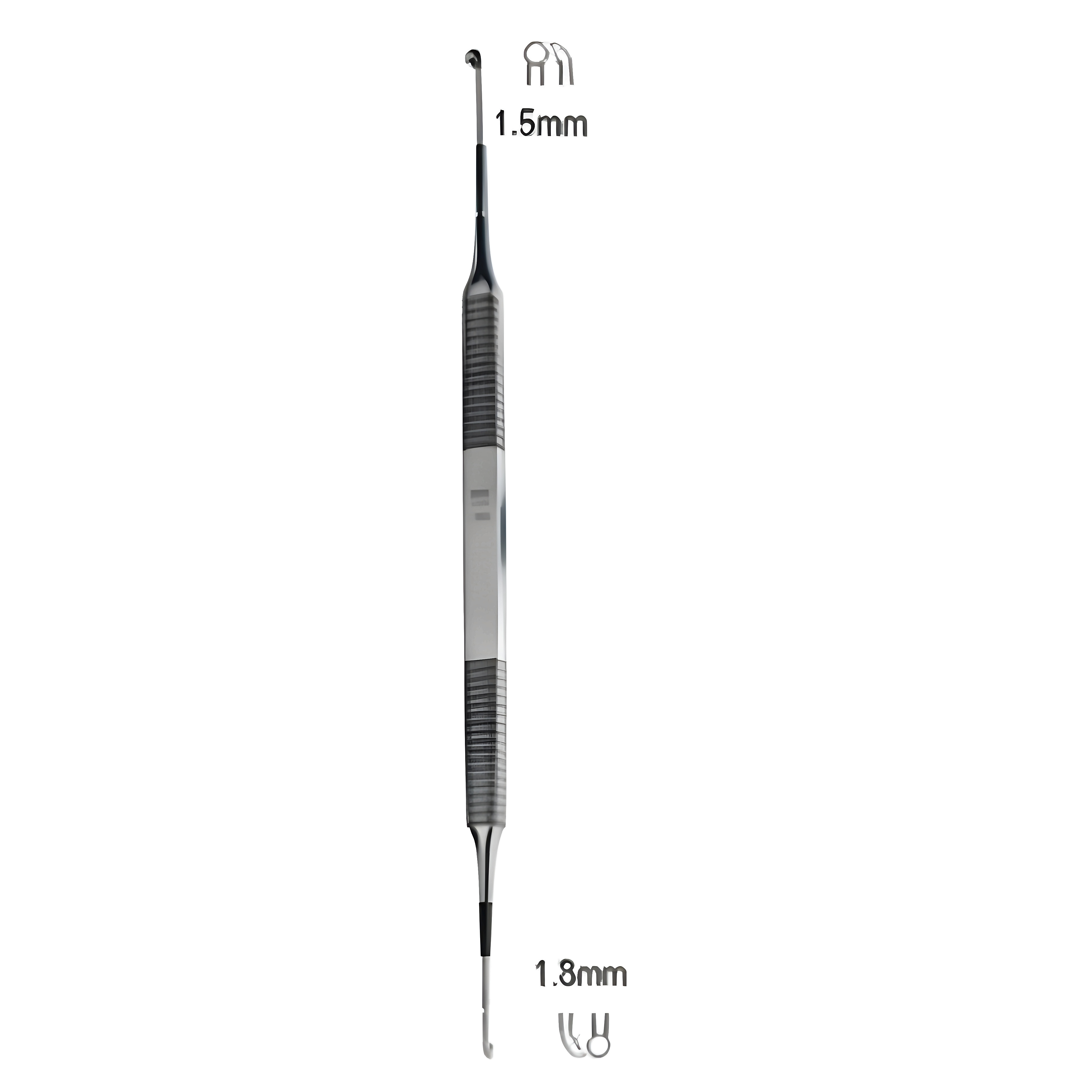 House Curette D/E 1.5/1.8mm (semi cvd) 18cm