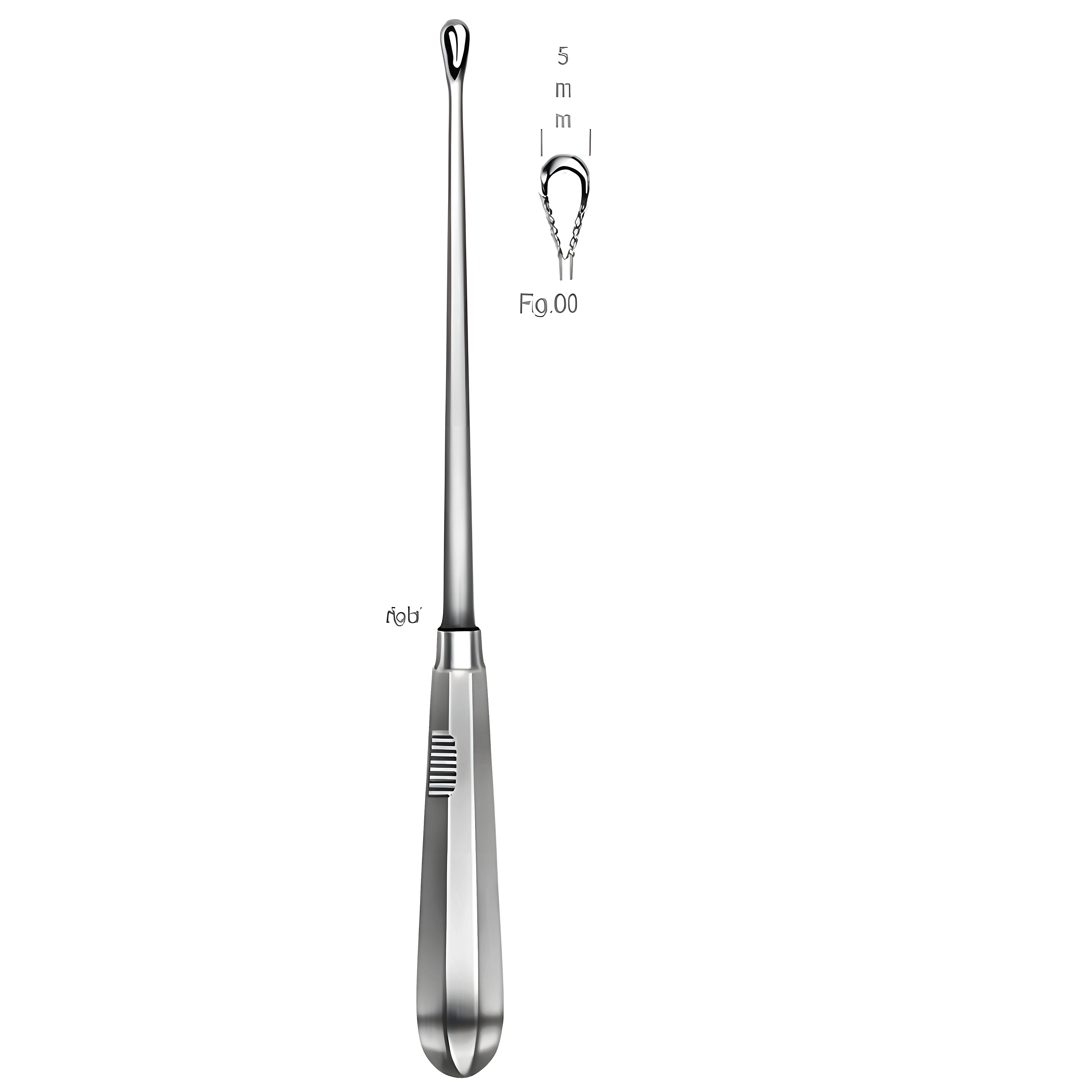 Recamier Curette rigid bl 5mm, 31cm Fig.00
