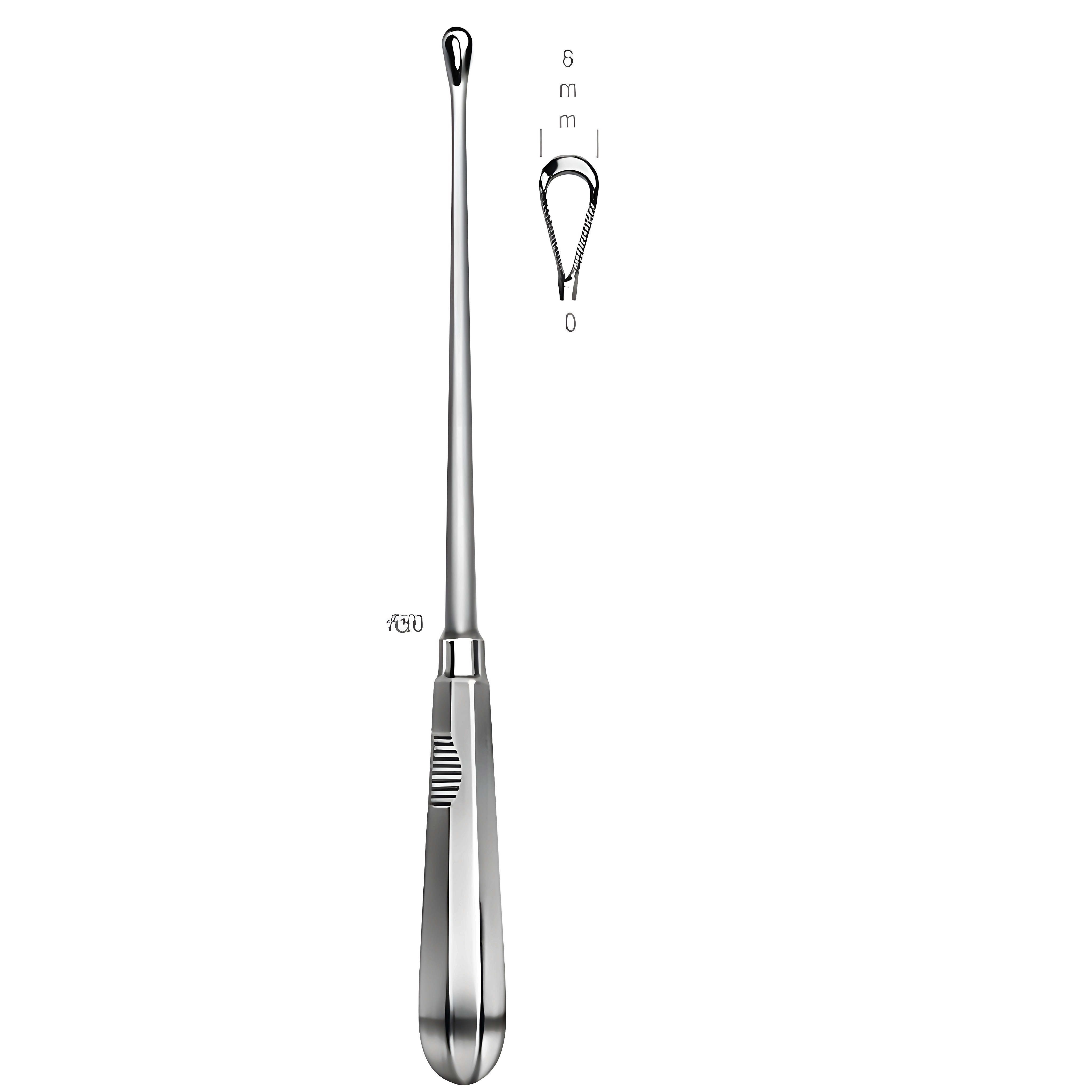 Recamier Curette rigid bl 6mm, 31cm Fig.0