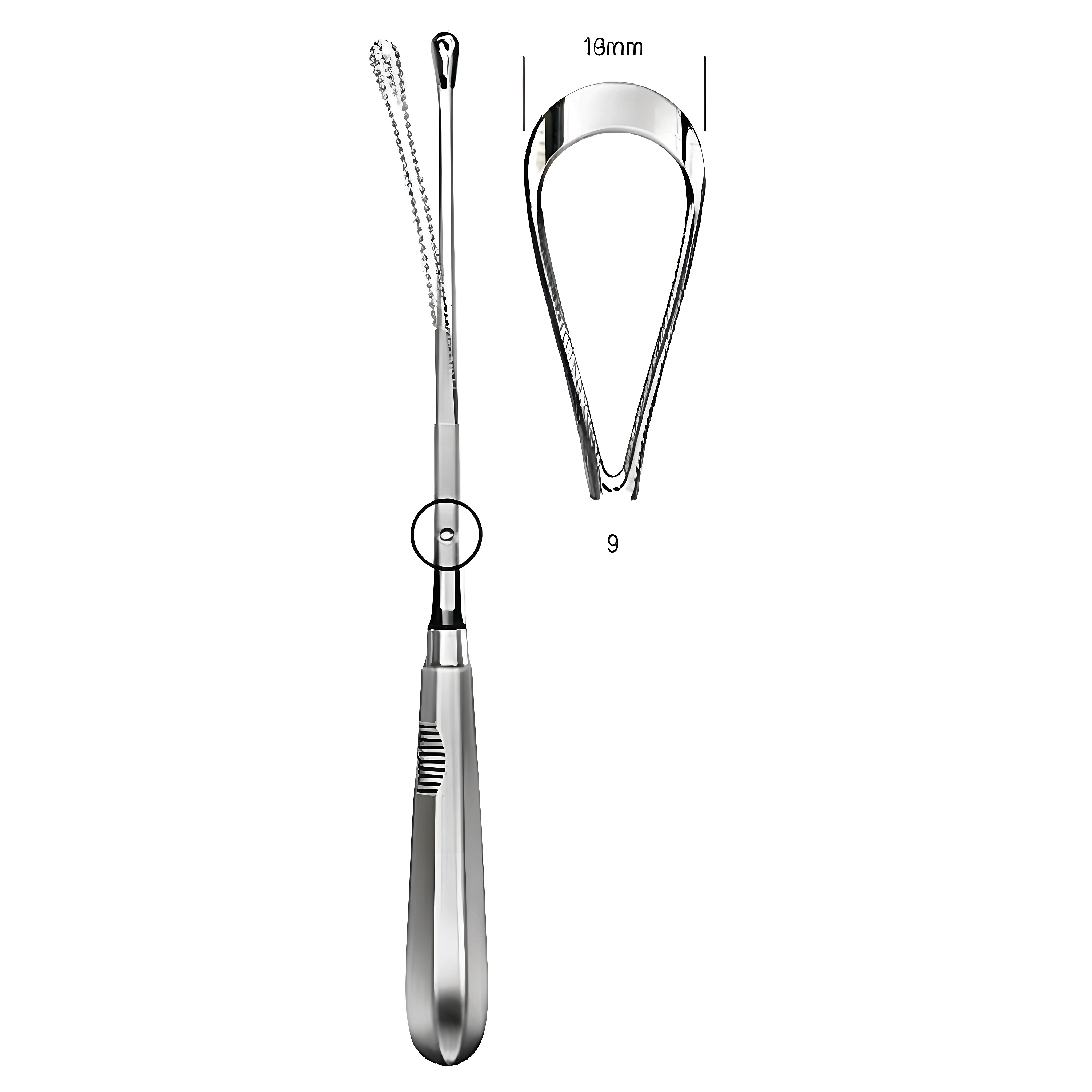 Recamier Curette flex. bl 19mm, 31cm Fig.9