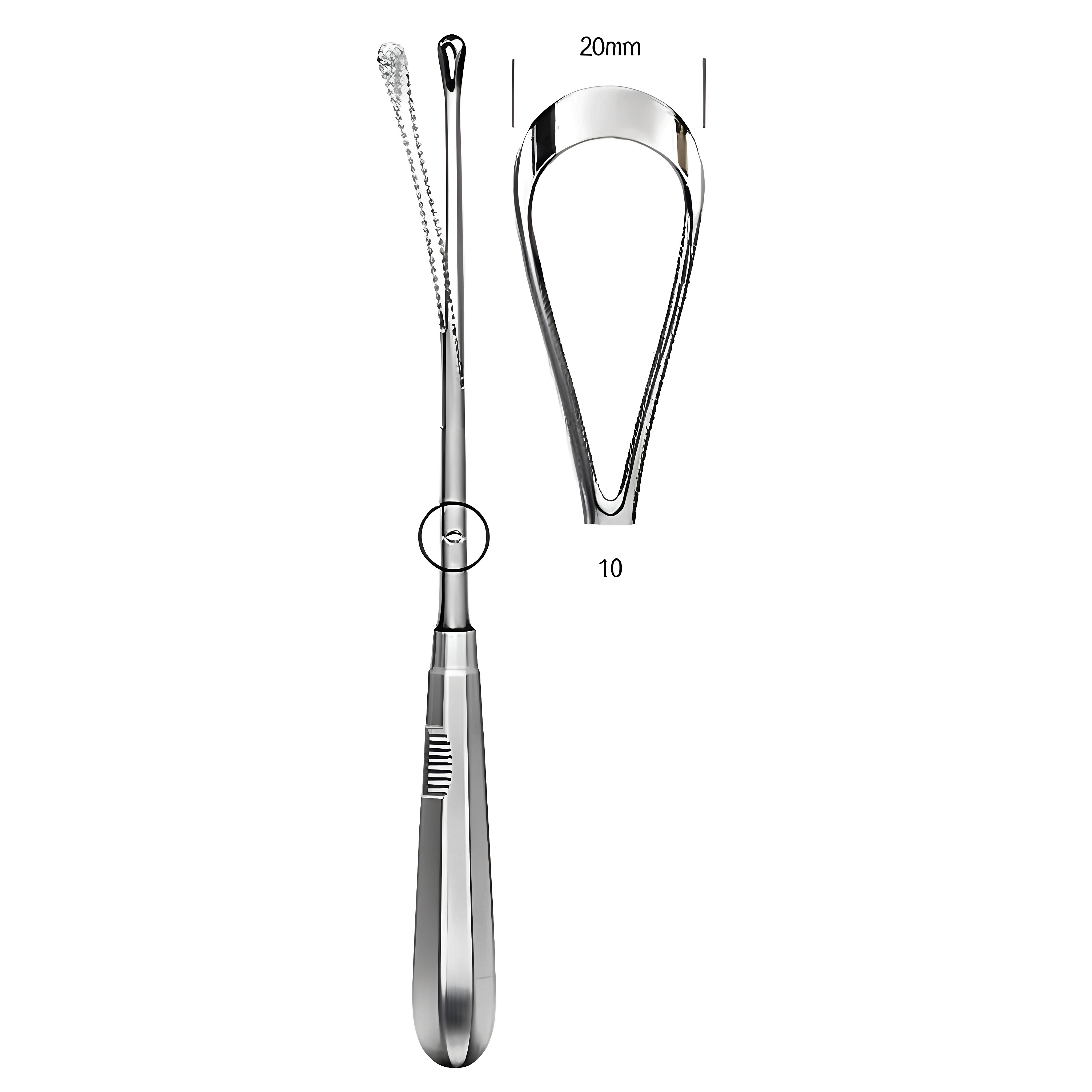 Recamier Curette flex. bl 20mm, 31cm Fig.10